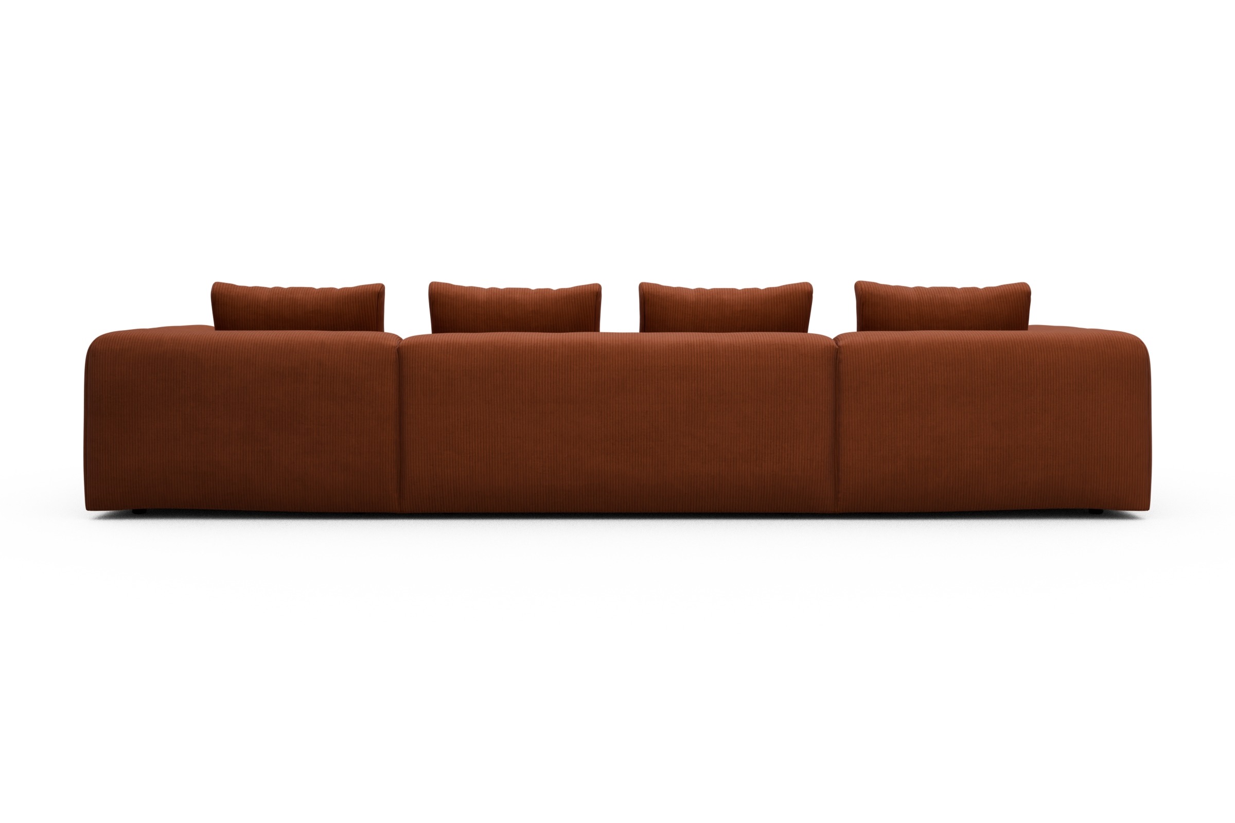 Wohnlandschaft Fred mit 2-Sitzer und Chaiselongue beidseitig Corduroy-Burnt-Orange