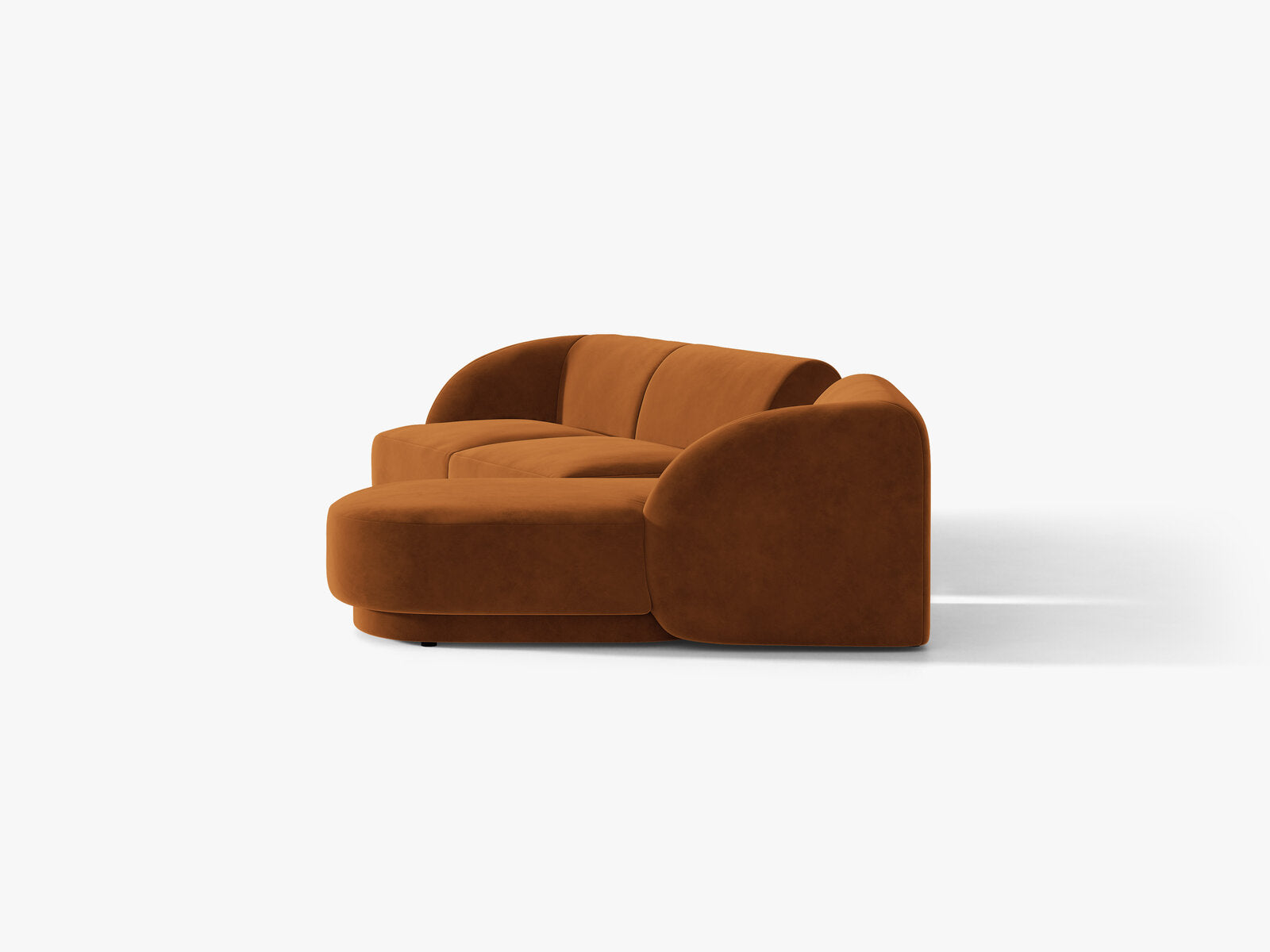 Micadoni Modulares Sofa Miley mit Recamiere 3-Sitzer Rechts Samt Bluvel Terrakotta