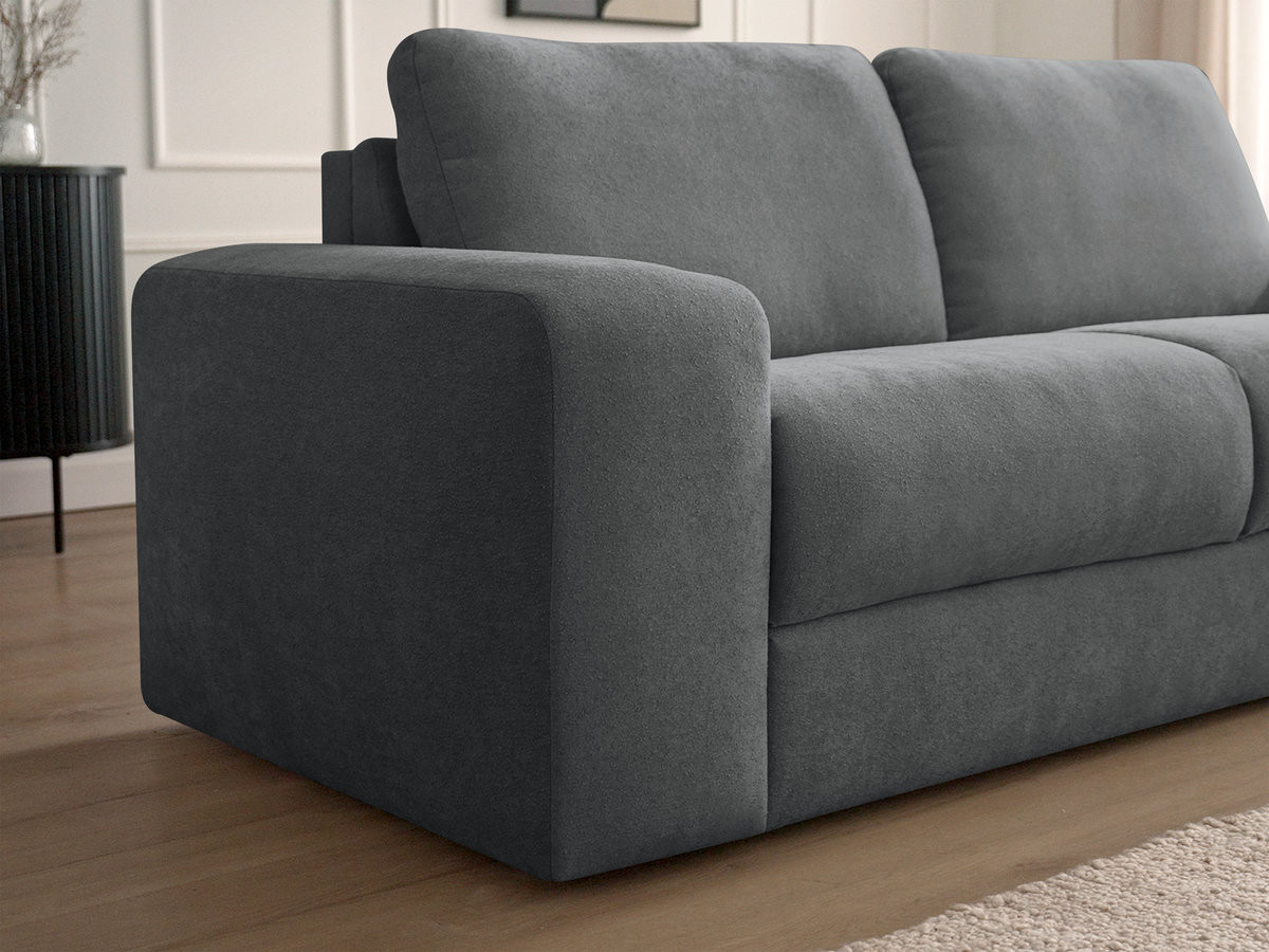 Bobochic Ibiza Schlafsofa 3-Sitzer Strukturstoff Dunkelgrau, Liegefläche 160 × 196 cm
