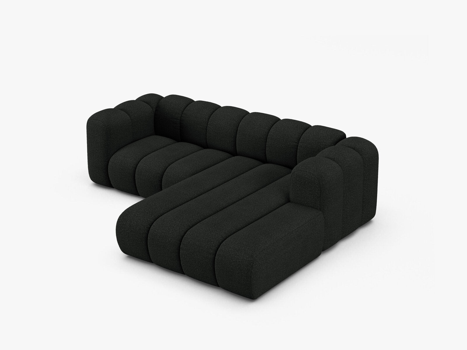 Micadoni Modulares Ecksofa Lupine 3-Sitzer Rechts Boucle Baloo Schwarz