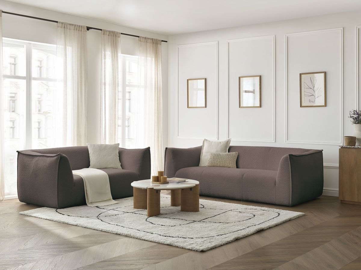 Bobochic Giorgia Sofa 5-Sitzer 412 × 100 cm Bouclé-Stoff Braun