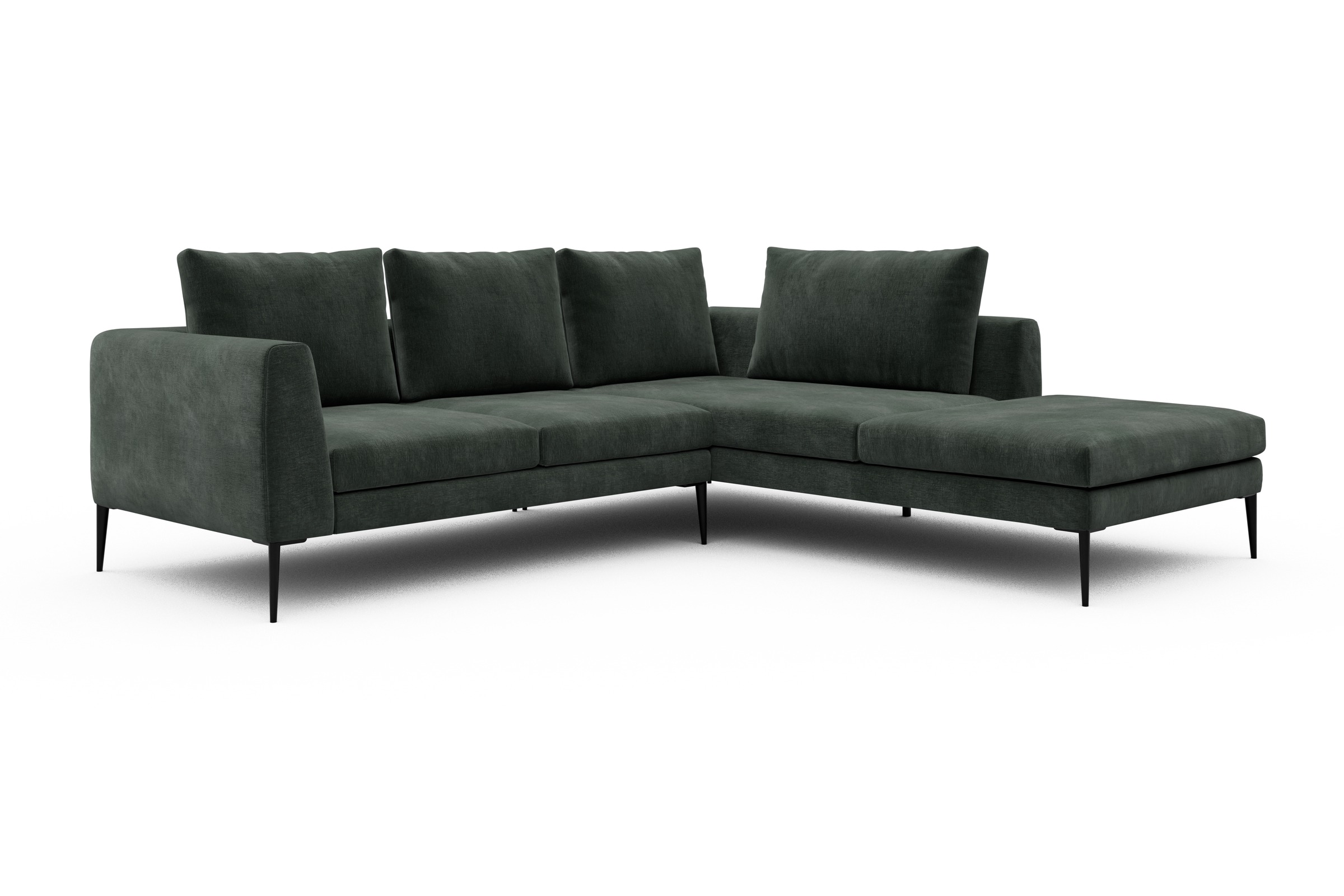 Ecksofa Paul Relax-Ecke rechts mit 2-Sitzer Smooth-Laurel-Green