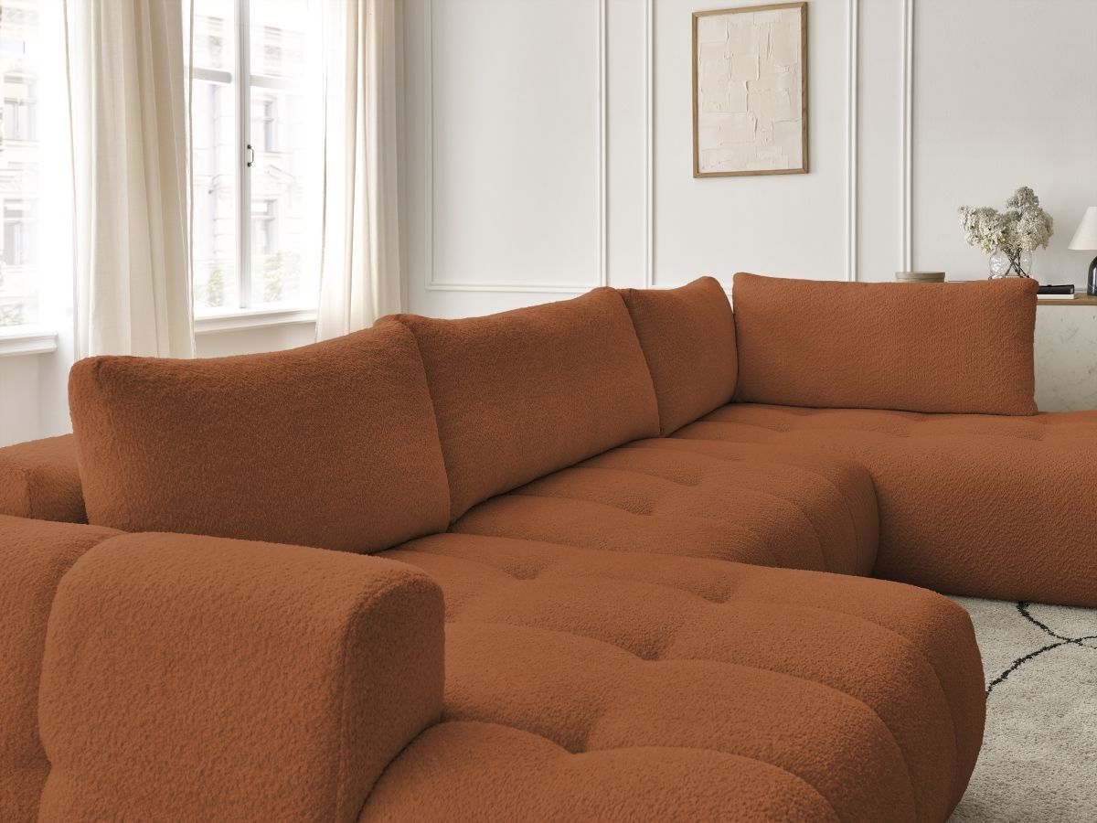 Bobochic Fuji Wohnlandschaft Bouclé-Stoff Orange Ecke links