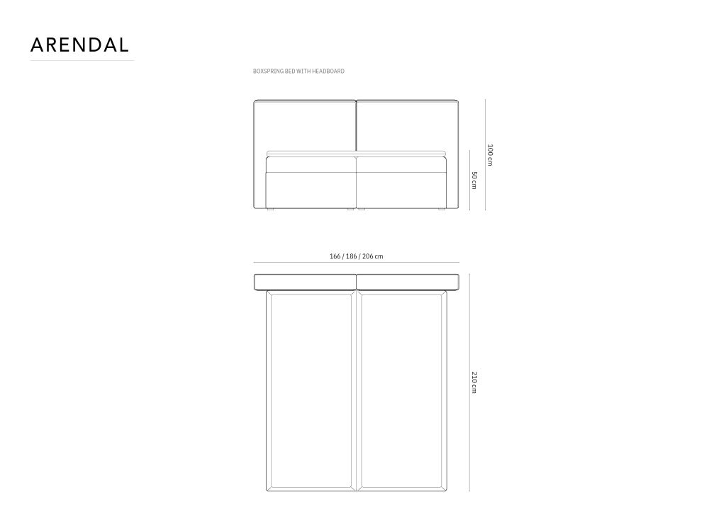 Cosmopolitan Design Boxspringbett Arendal 140x200 Strukturierter Stoff Megan Hellgrau