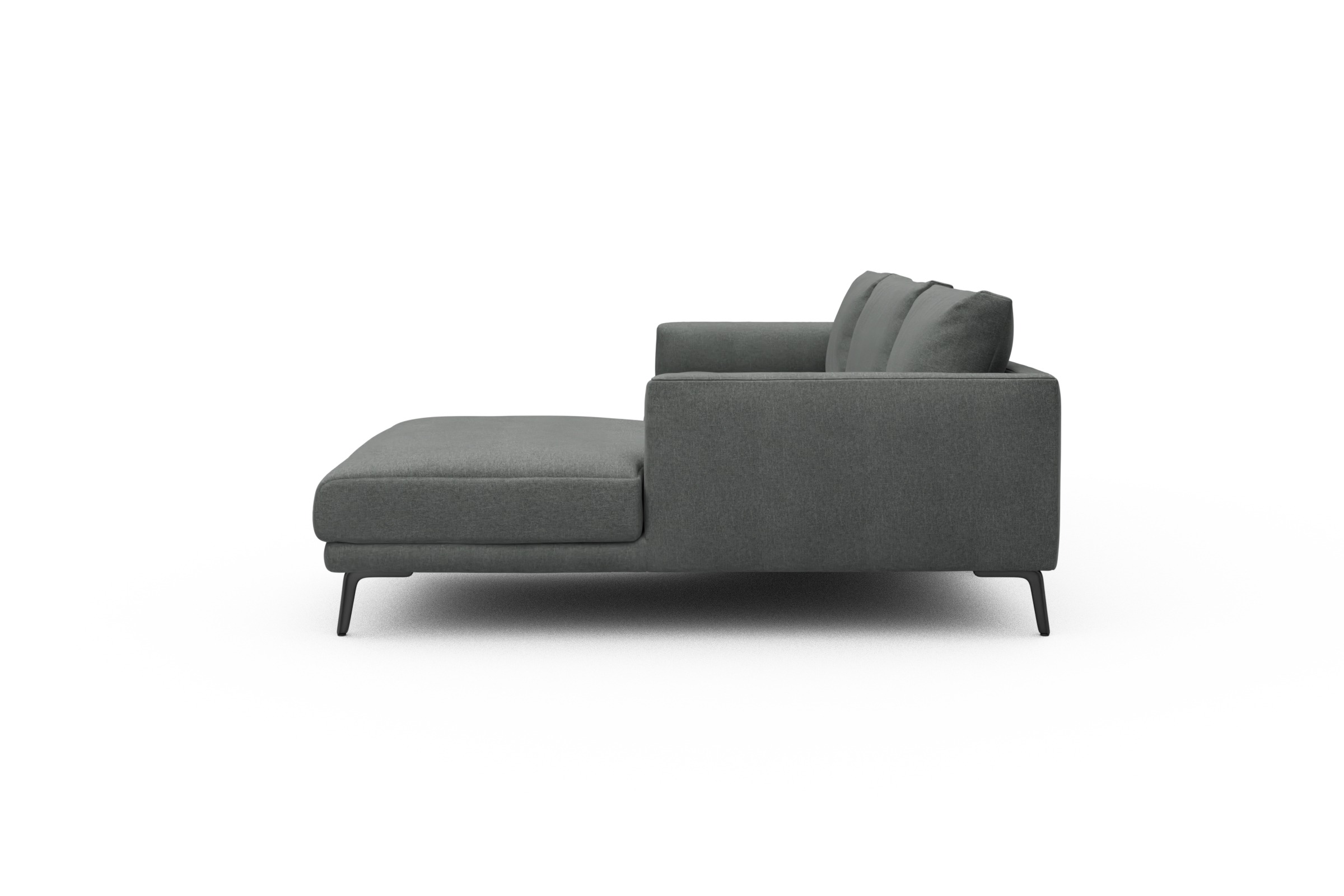 Ecksofa Karl Chaiselongue rechts mit 2,5-Sitzer Satya-Steel