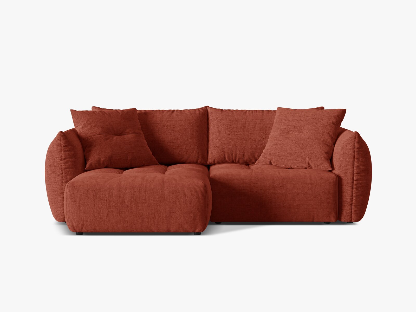 Micadoni Bloom Ecksofa 3-Sitzer mit Schlaffunktion Links Strukturierter Stoff Wind Kastanienbraun