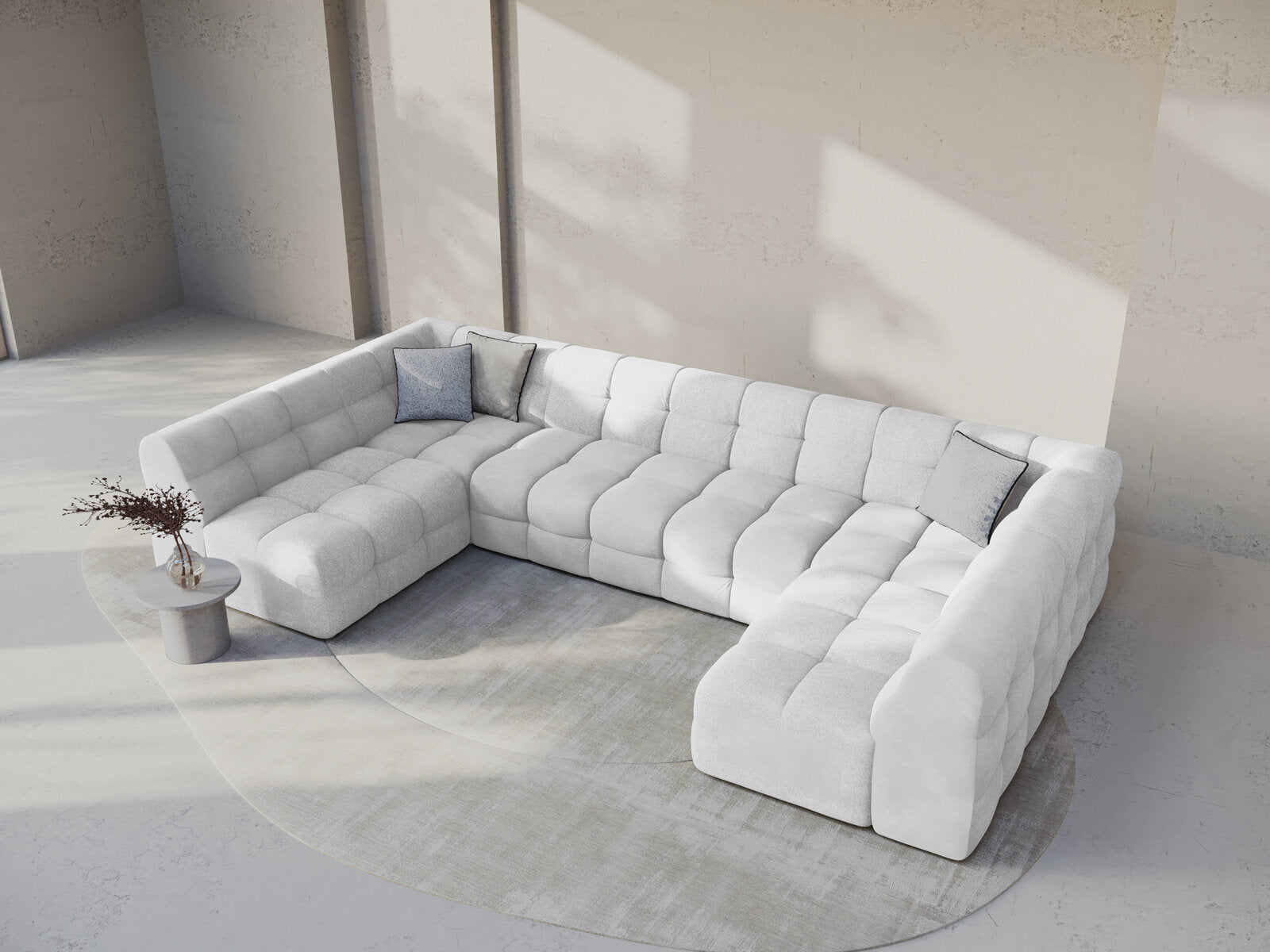 Micadoni Panorama-Sofa Kendal 7-Sitzer Samt Magic Velvet Hellgrau