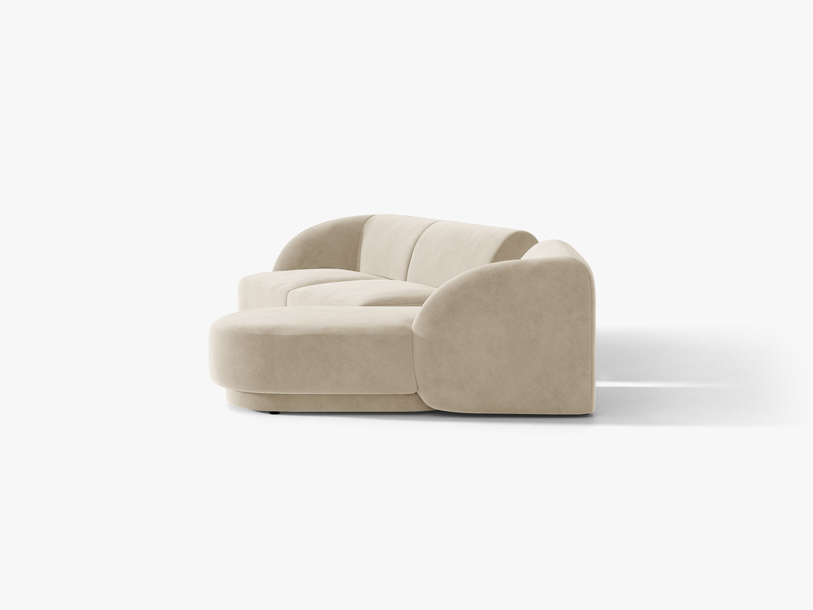 Micadoni Modulares Sofa Miley mit Recamiere 3-Sitzer Rechts Samt Bluvel Dunkelbeige
