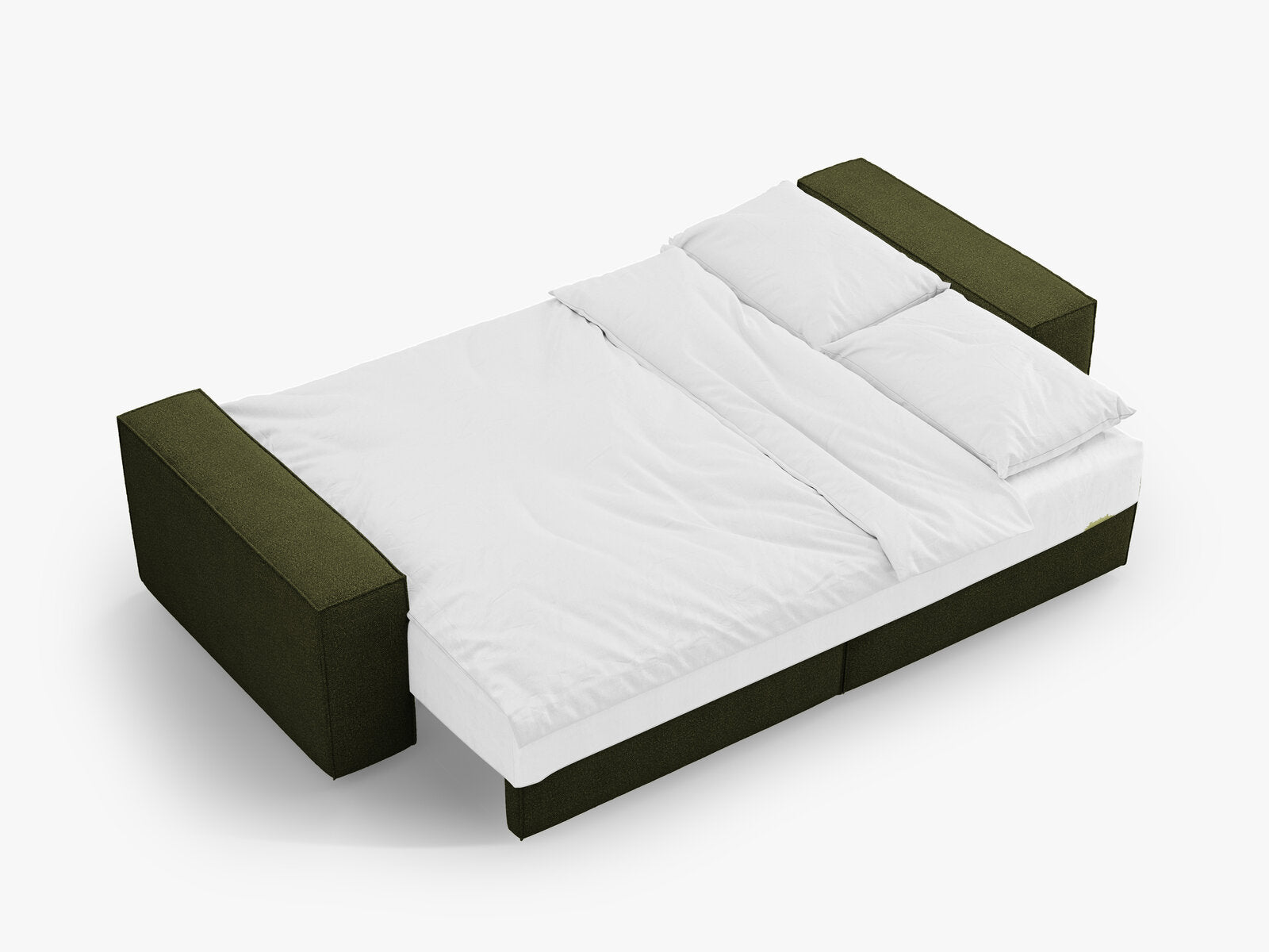 Micadoni Schlafsofa Jodie 3-Sitzer Boucle Dunkel-Olivgrün