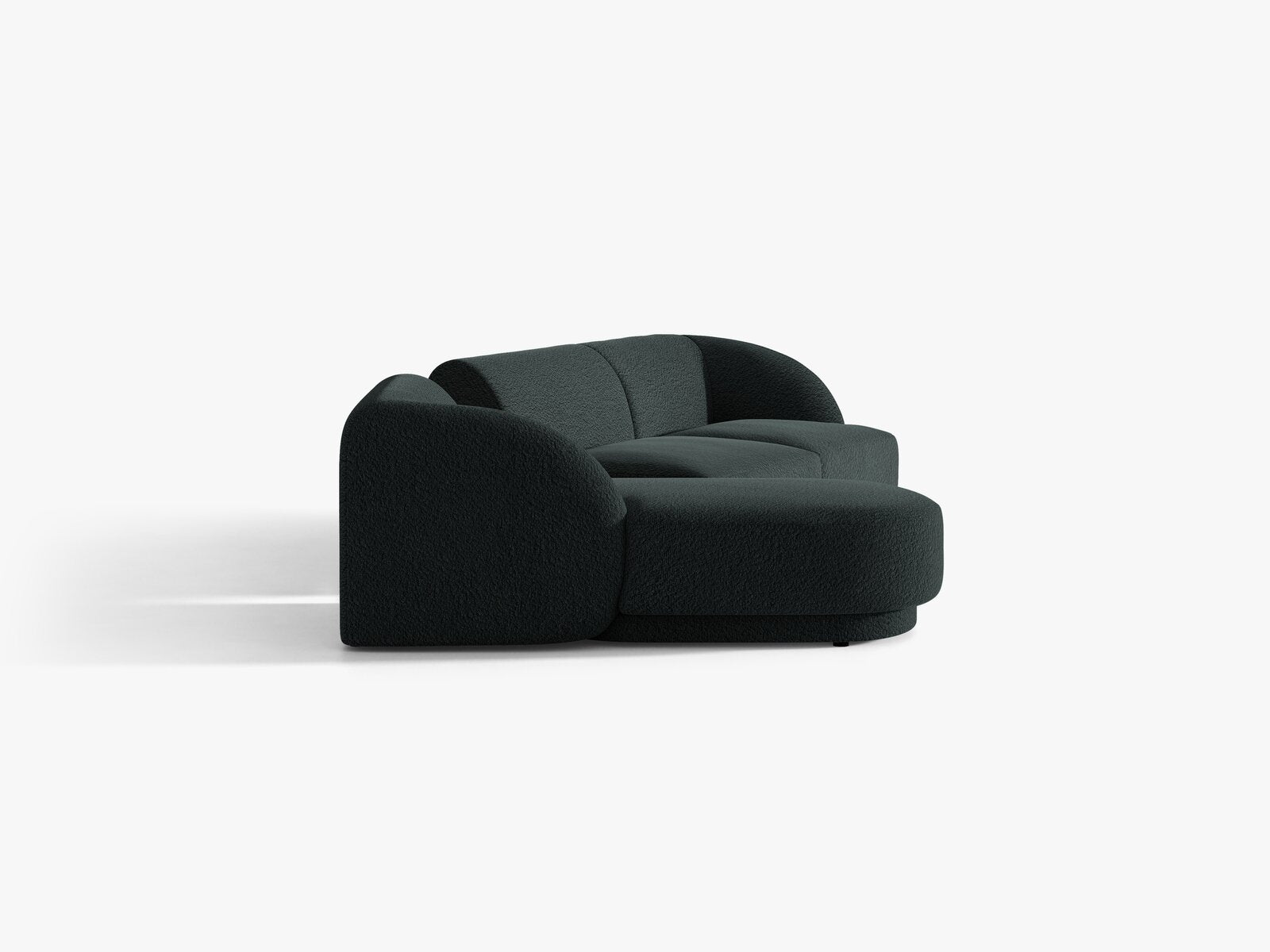 Micadoni Modulares Sofa Miley mit Recamiere 3-Sitzer Links Boucle Baloo Schwarz