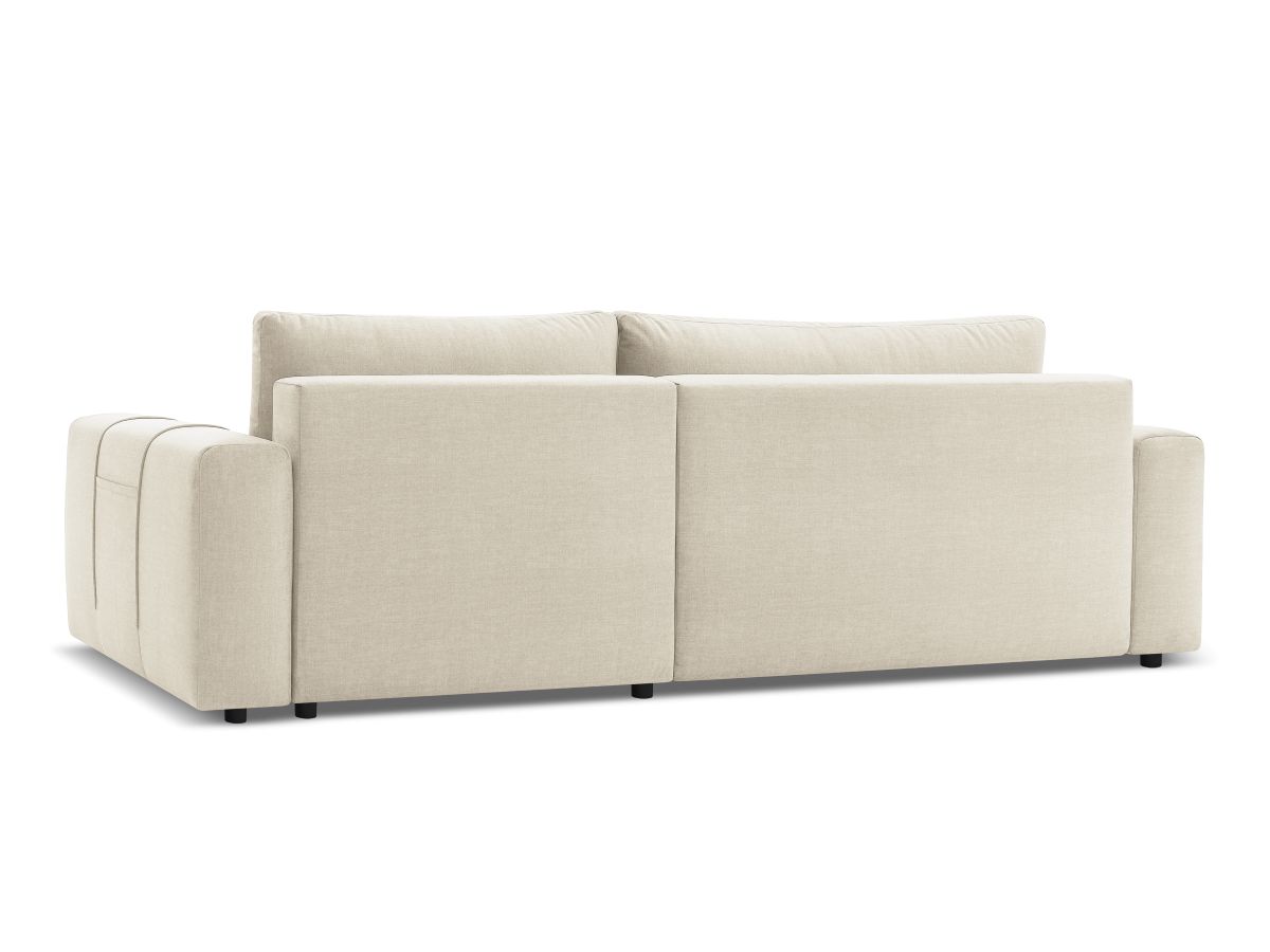 Bobochic Arsene Ecksofa mit Schlaffunktion und Bettkasten und Pouf 288 × 148 cm Samt Beige