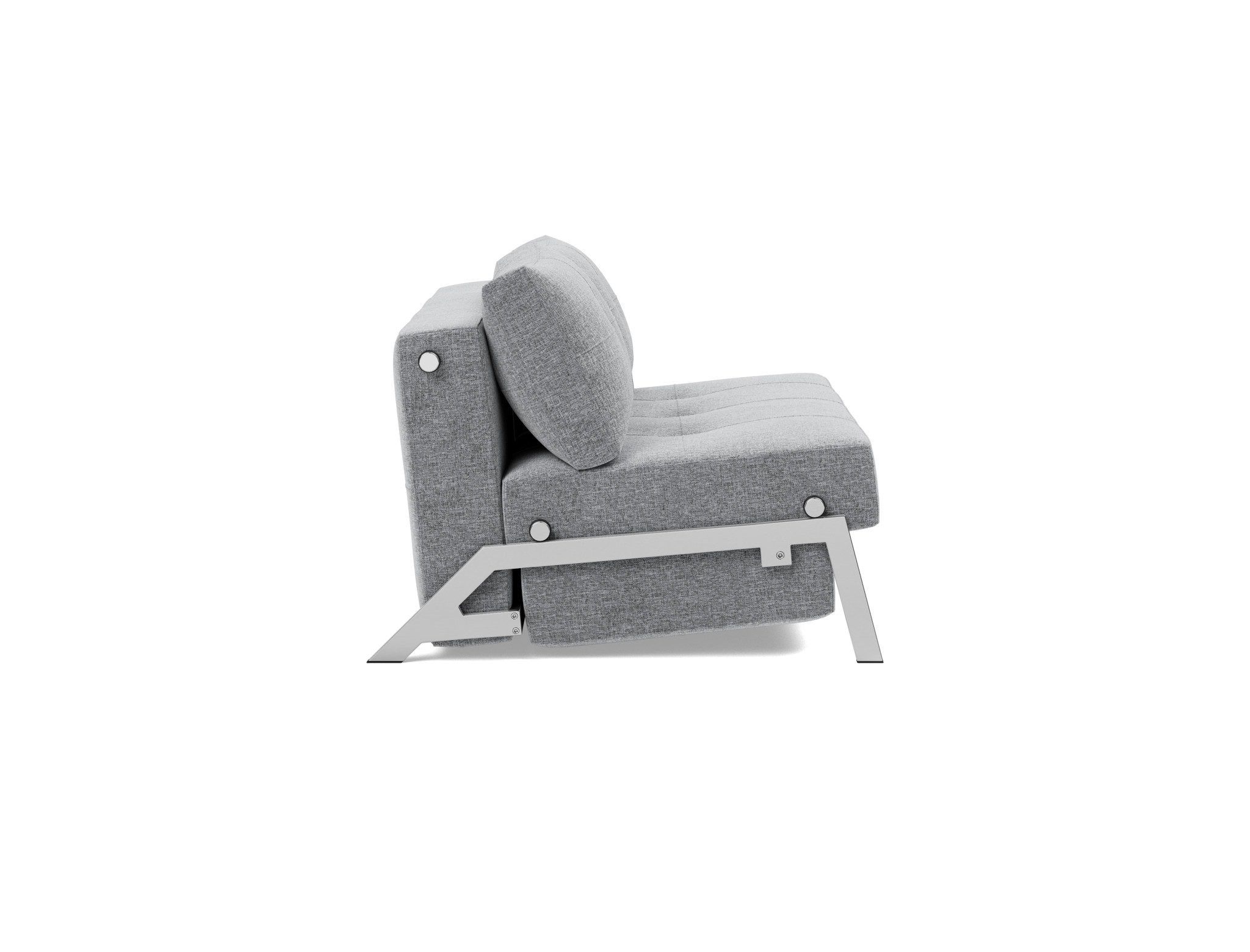 Schlafsofa Cubed 140 Strukturierter Stoff Twist 565-Granite Beine Chrom