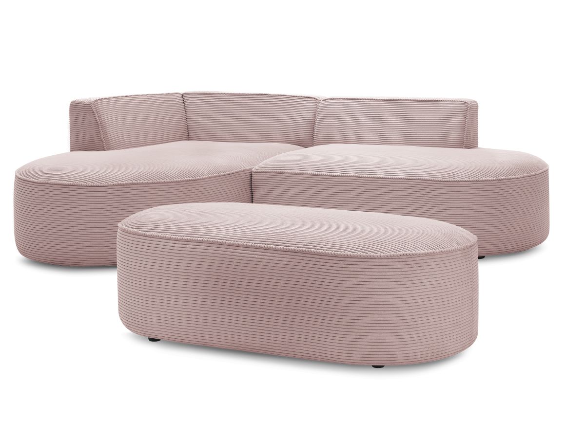 Bobochic Rousseau Ecksofa mit Pouf Cordsamt Violett Ecke links