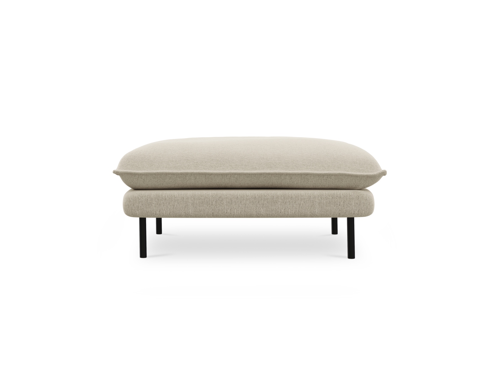 Cosmopolitan Design Pouf Vienna Strukturierter Stoff Positano Beige Beine Schwarzes Metall