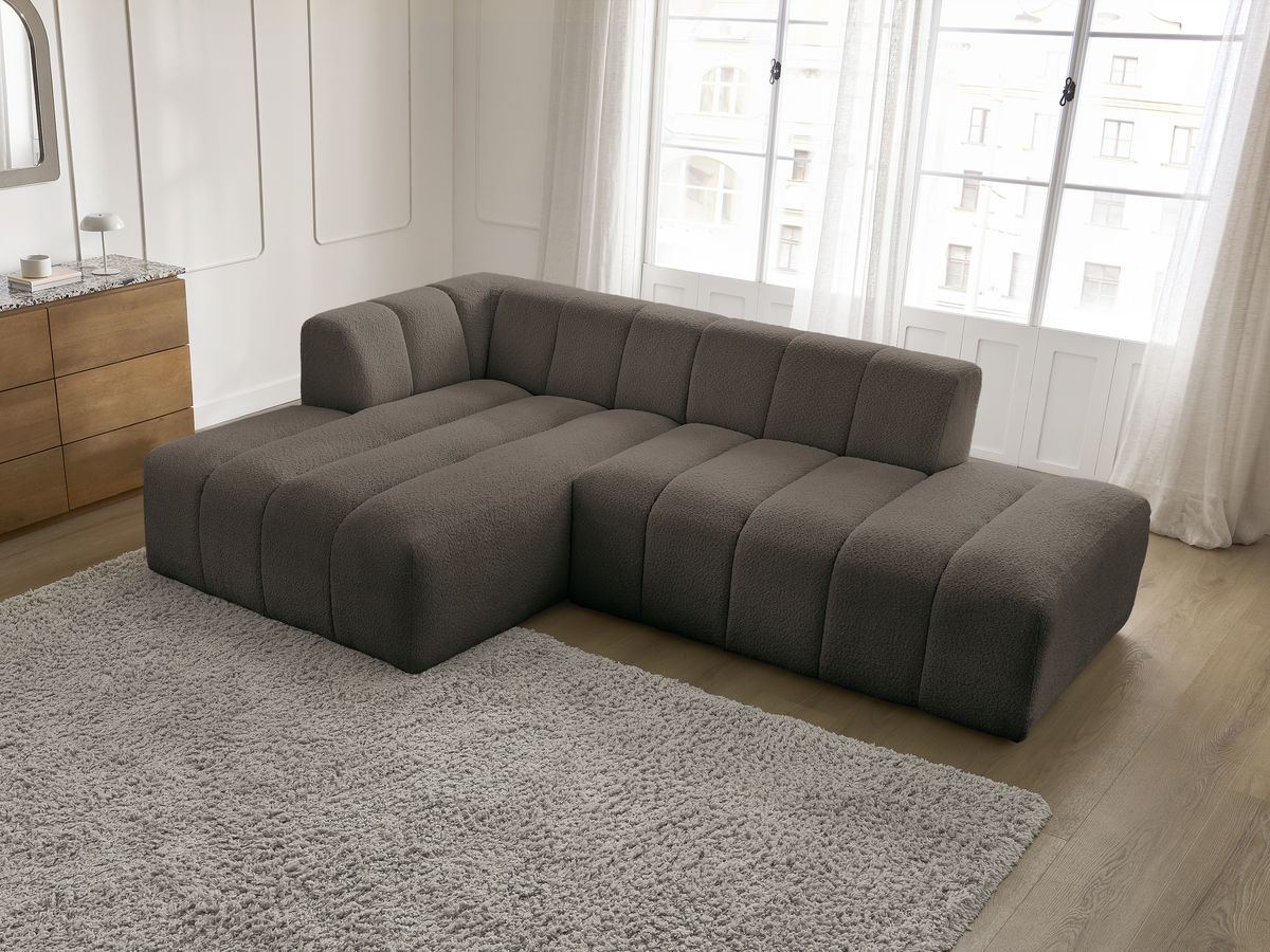 Bobochic Annecy Ecksofa Bouclé-Stoff Braun Ecke links
