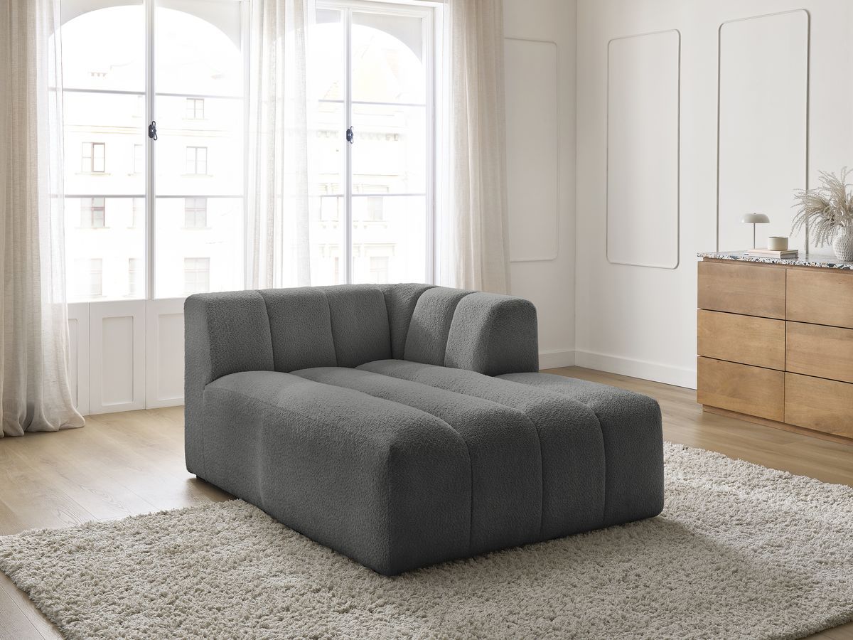 Bobochic Annecy Méridienne-Modul Bouclé-Stoff Dunkelgrau Ecke rechts