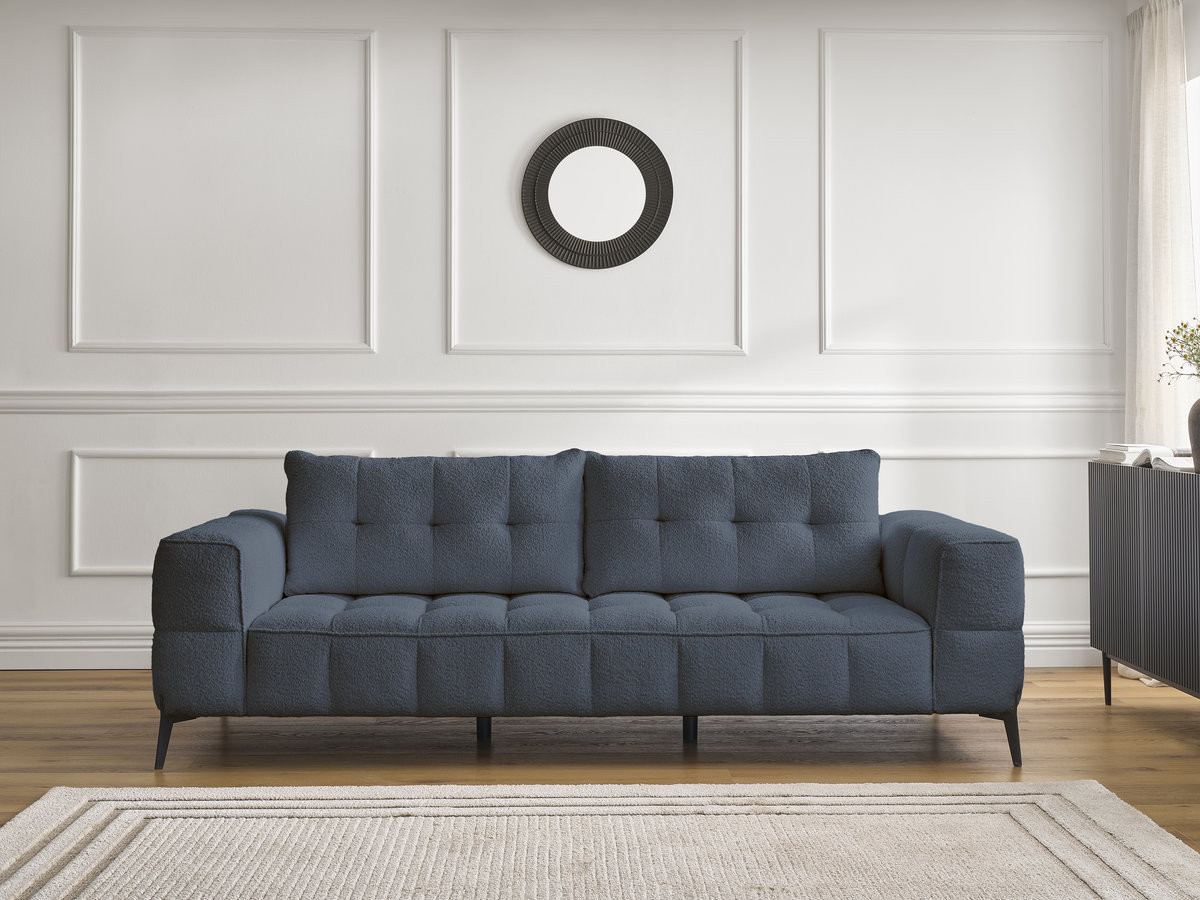 Bobochic Anis Sofa 3-Sitzer Bouclé-Stoff Dunkelblau