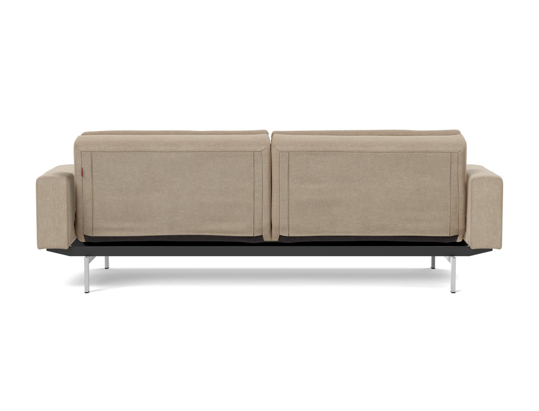 Schlafsofa Dublexo mit Armlehnen Flachgewebe Phobos 587-Mocha Beine Chrom