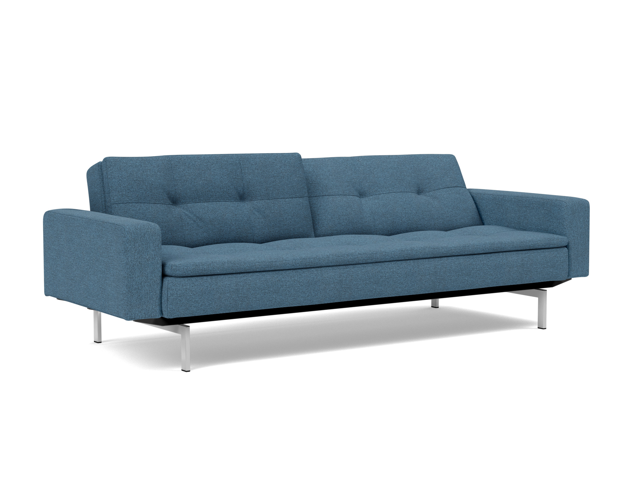 Schlafsofa Dublexo mit Armlehnen Strukturierter Stoff Weda 302-Weda-Blue Beine Chrom