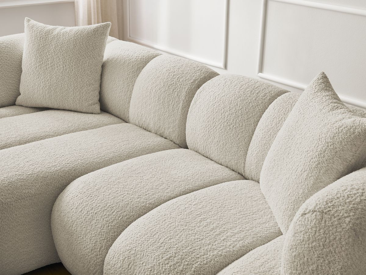 Bobochic Pamira Ecksofa Bouclé-Stoff Beige Ecke links