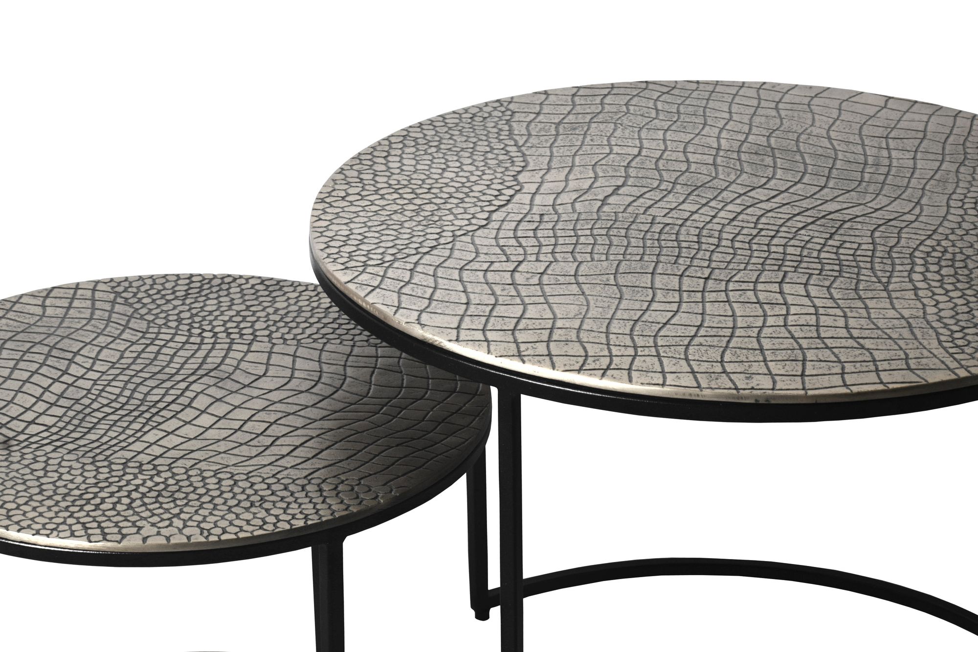 Satztisch 2er-Set Sandnes Aluminium Silber Ø 60 × H 45 cm