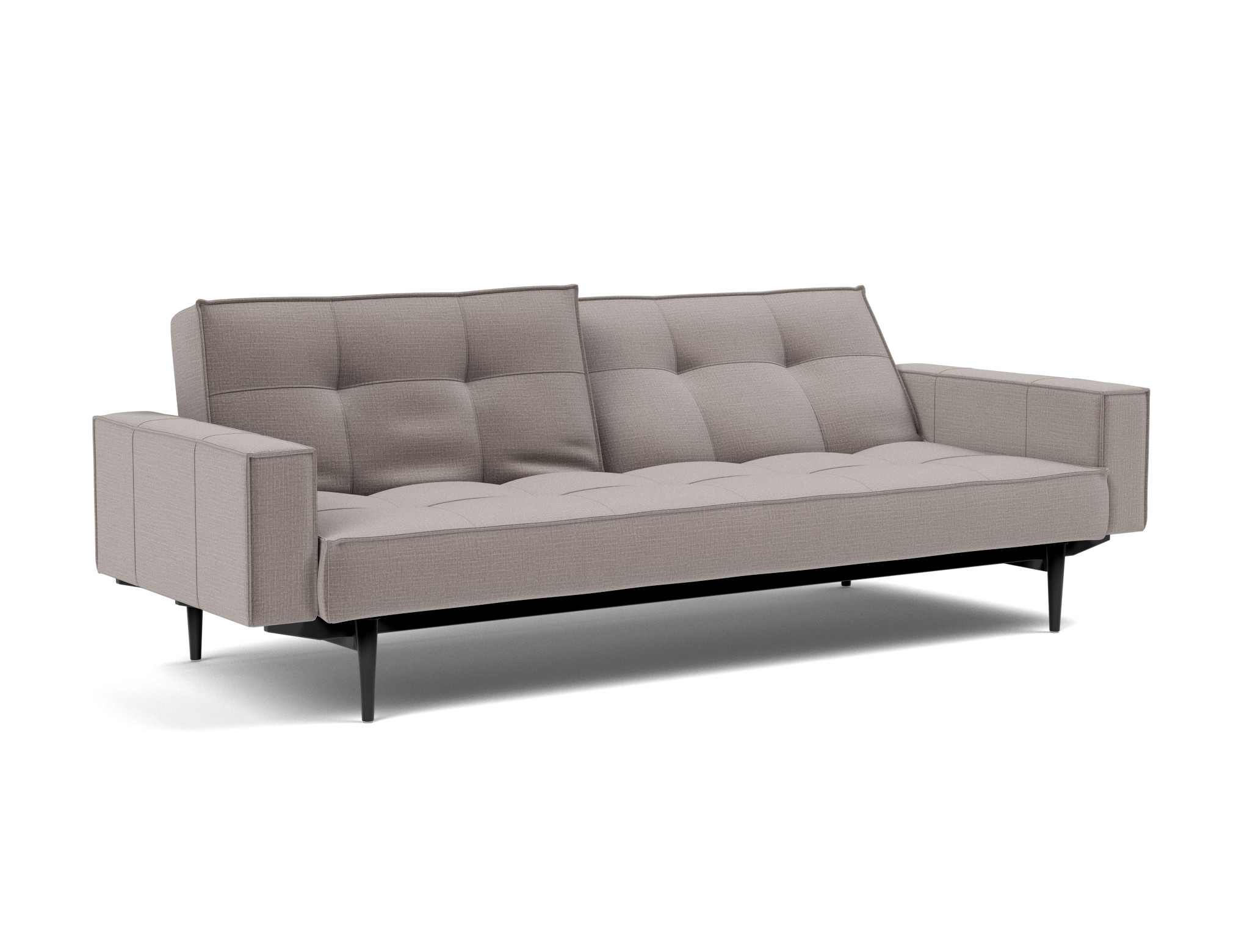 Schlafsofa Splitback mit Armlehnen Chenille Esina 418-Truffle Beine Styletto Eiche schwarz