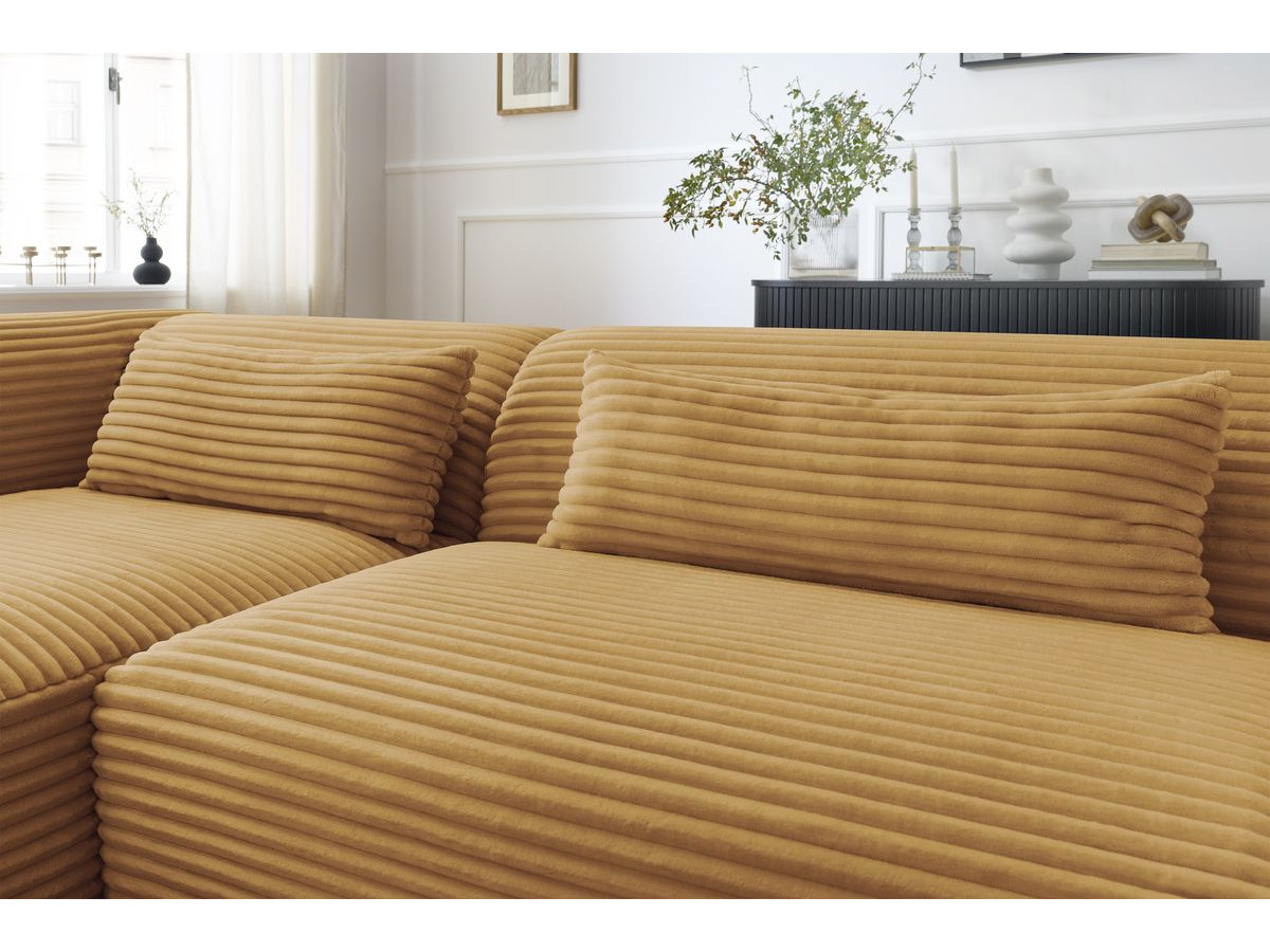 Bobochic Harry Ecksofa Breitcord weich Gelb Ecke links