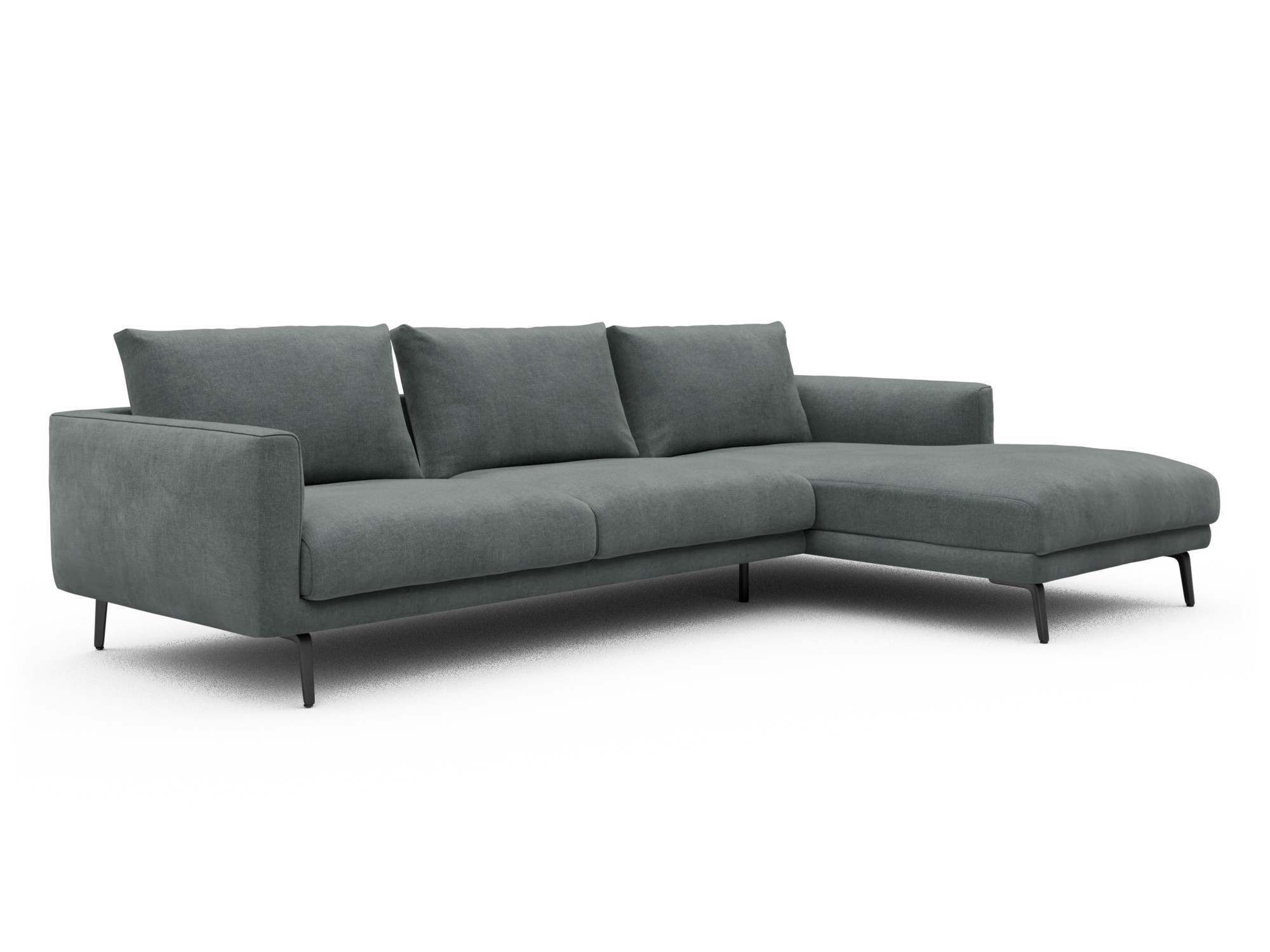 Skandi Home Ecksofa Karl Chaiselongue rechts mit 2,5-Sitzer Smooth-Silver-Grey moebelfaktor