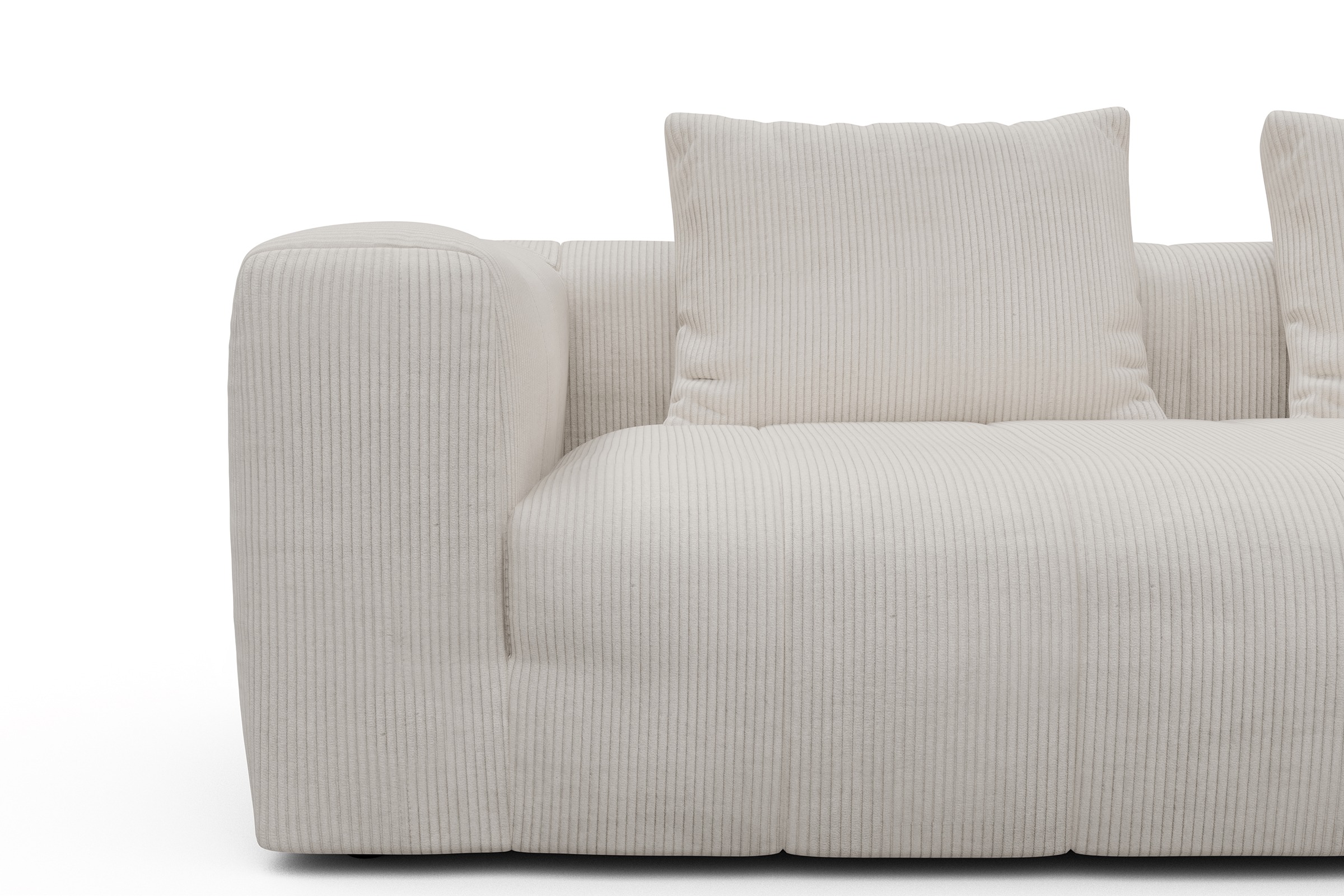 Ecksofa Hugo 2,5-Sitzer Armlehne links mit Chaiselongue Corduroy-Ivory