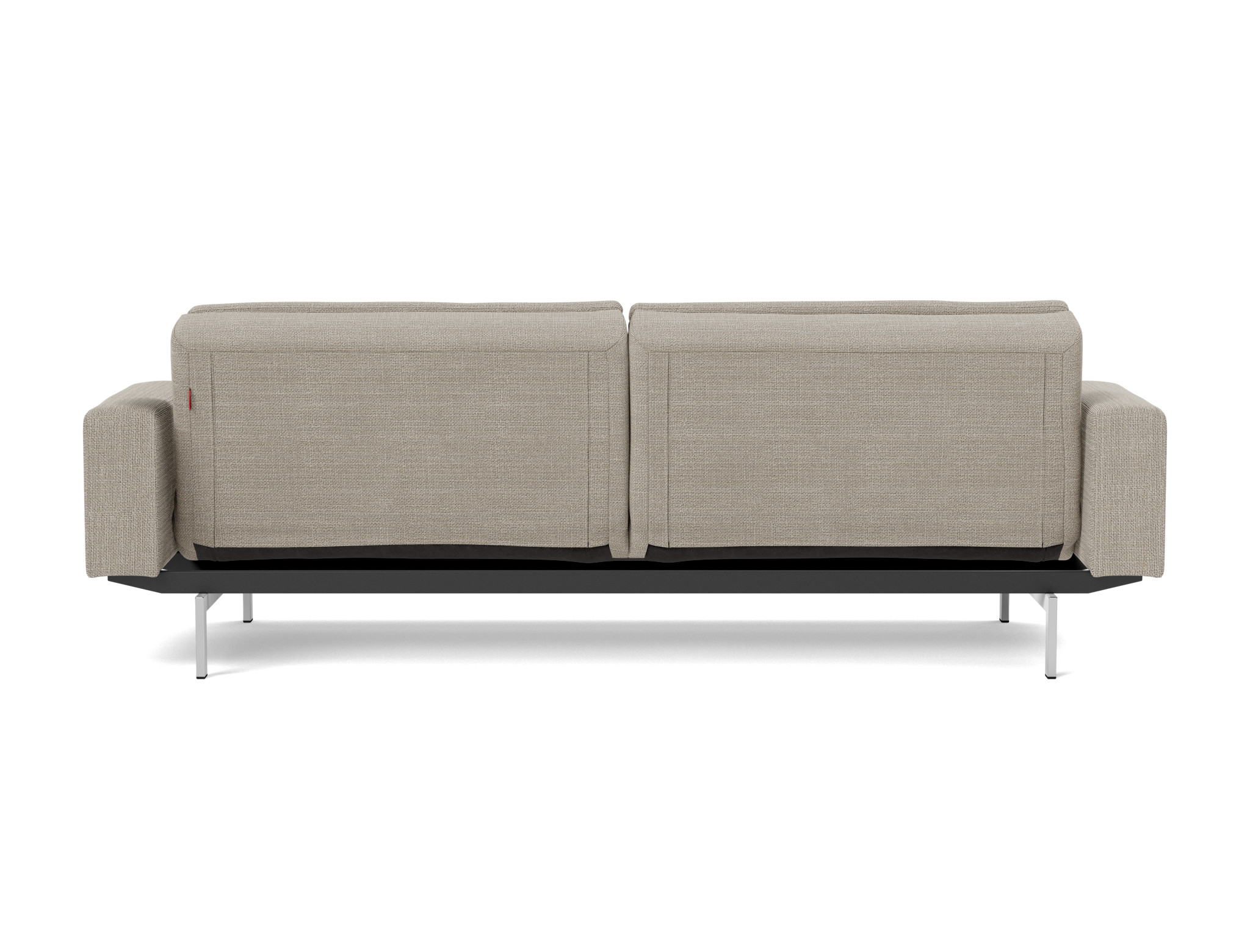 Schlafsofa Dublexo mit Armlehnen Strukturierter Stoff Kenya 579-Gravel Beine Chrom