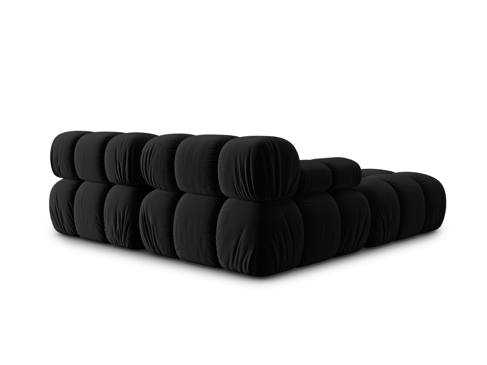 Micadoni Modulares Sofa Bellis 3-Sitzer mit flachem Modul Samt Bluvel Schwarz
