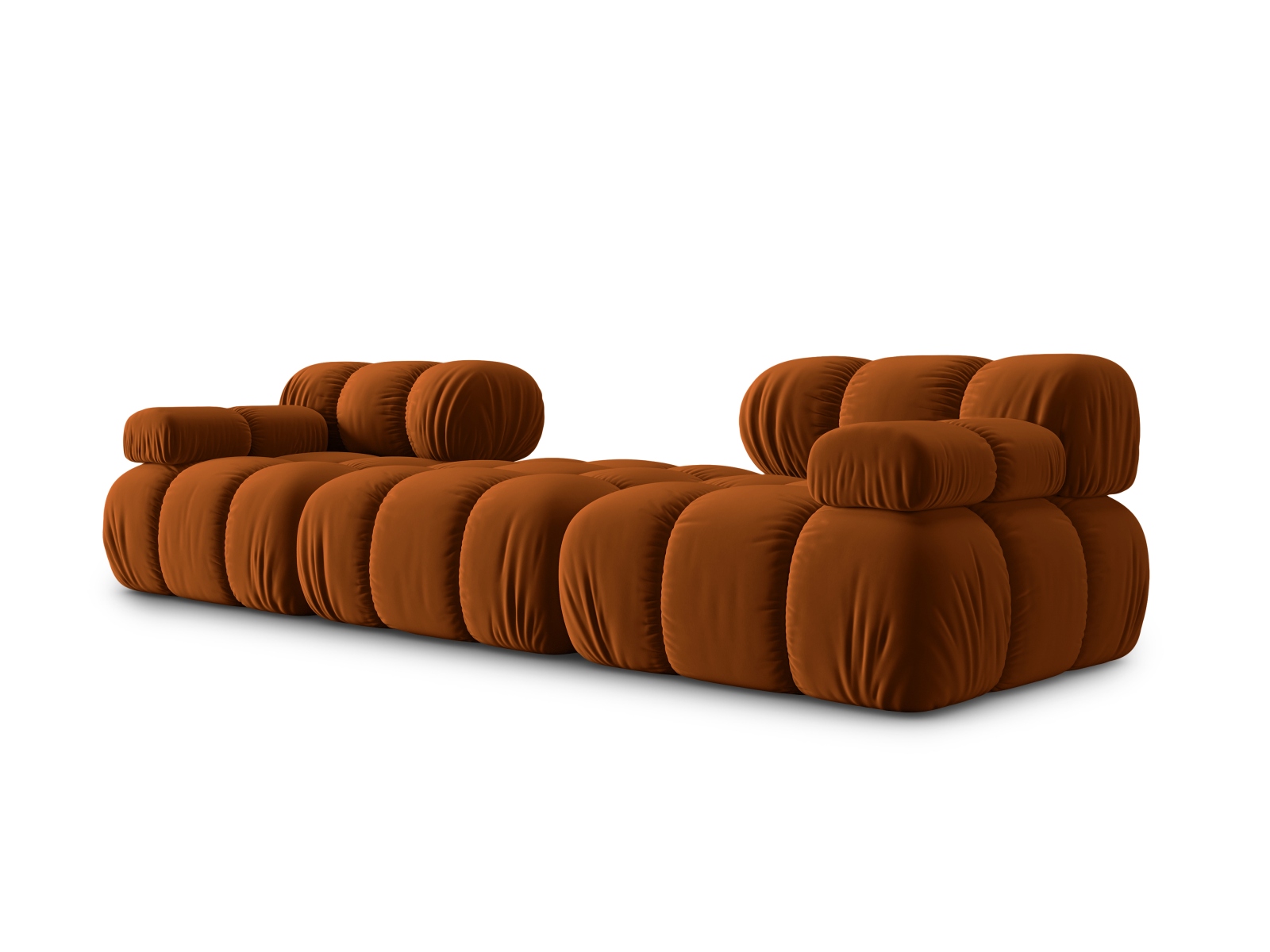 Micadoni Modulares Sofa Bellis 3-Sitzer mit flachem Modul Samt Bluvel Terrakotta