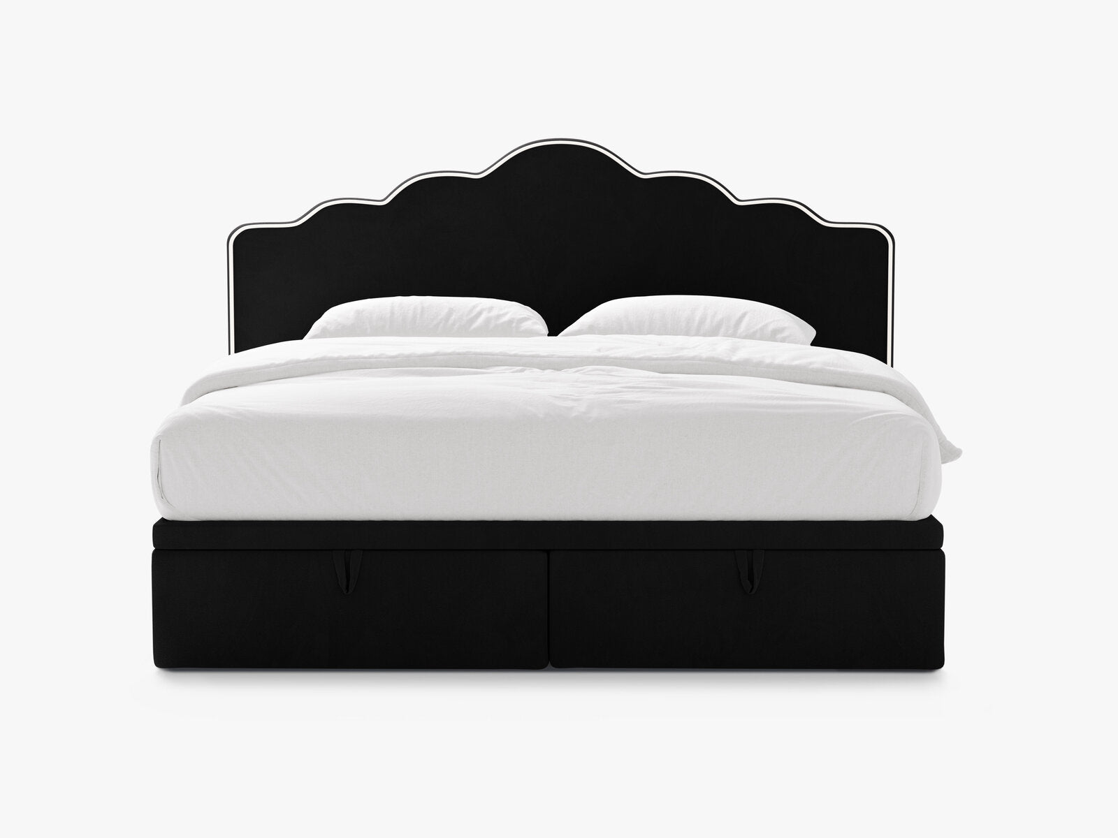 Micadoni Dream Boxspringbett mit Bettkasten und Kopfteil Samt Magic Velvet Elfenbein / Schwarz 140x200