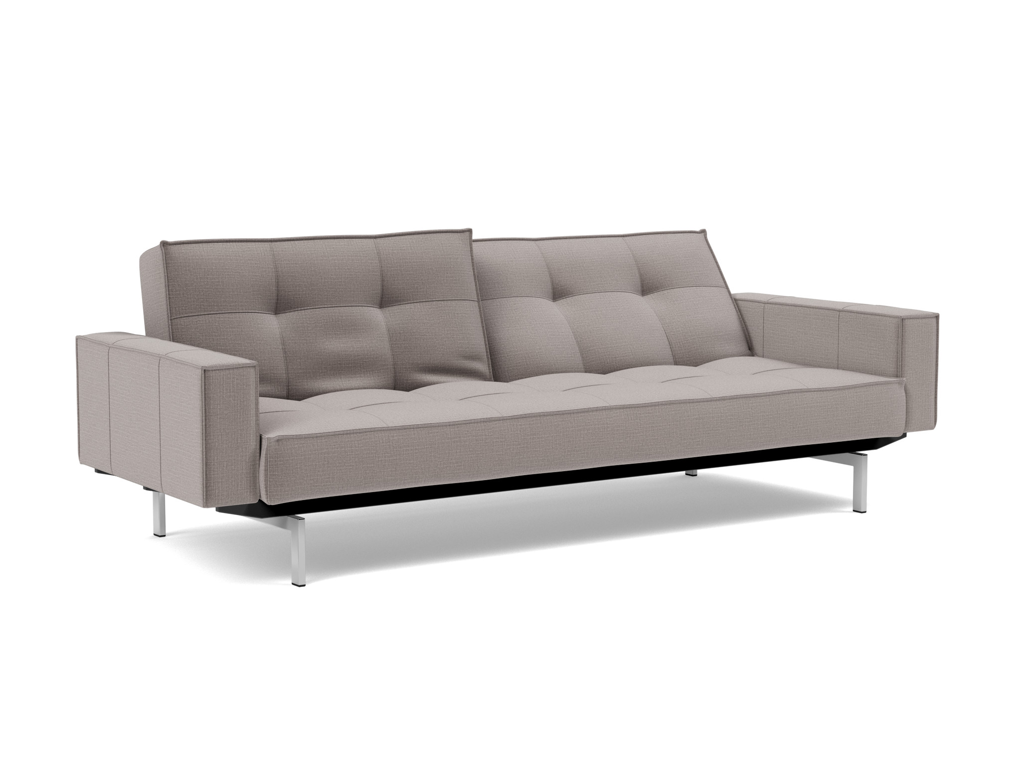 Schlafsofa Splitback mit Armlehnen Chenille Esina 418-Truffle Beine Chrom