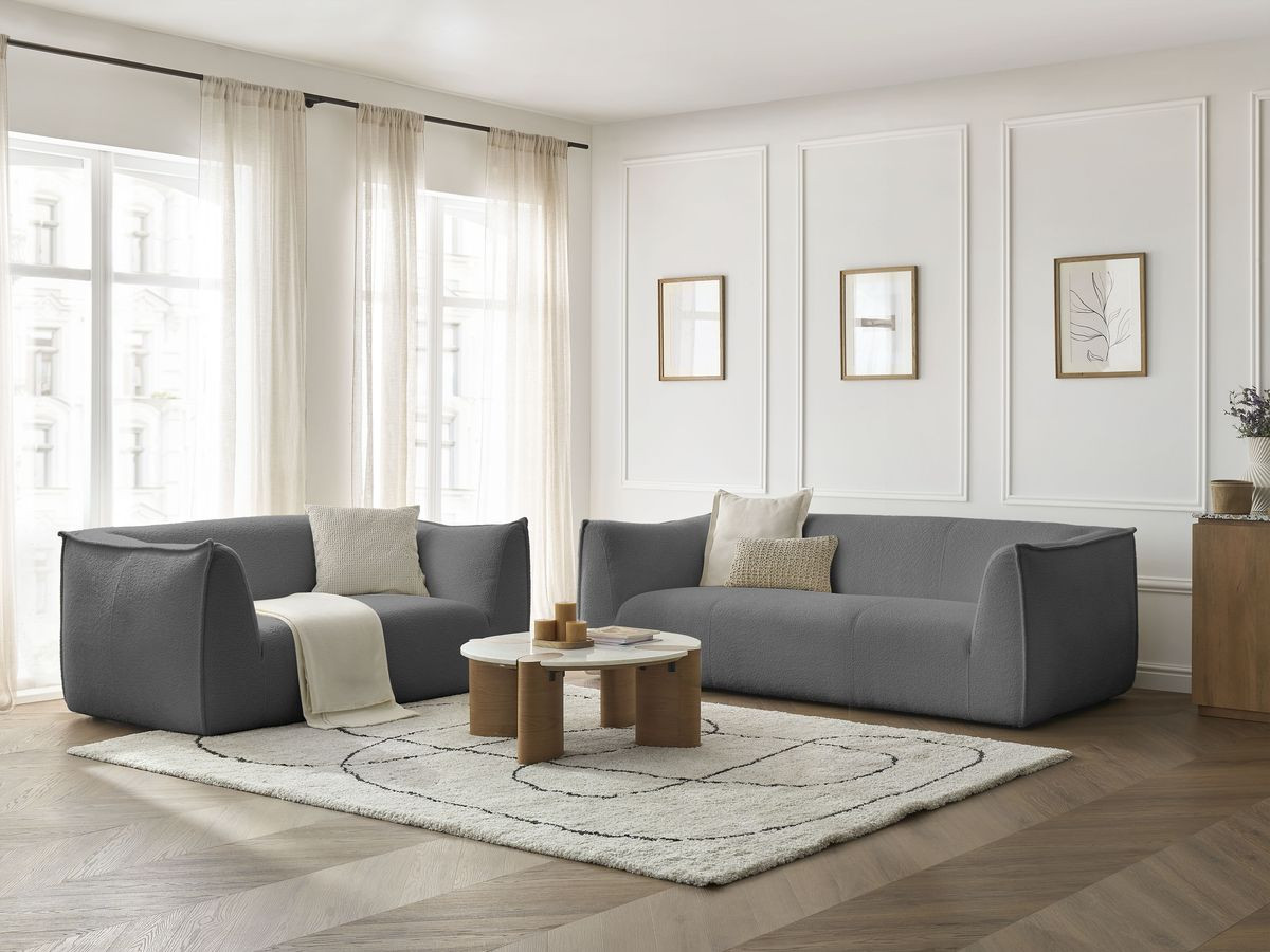 Bobochic Giorgia Sofa 5-Sitzer 412 × 100 cm Bouclé-Stoff Dunkelgrau