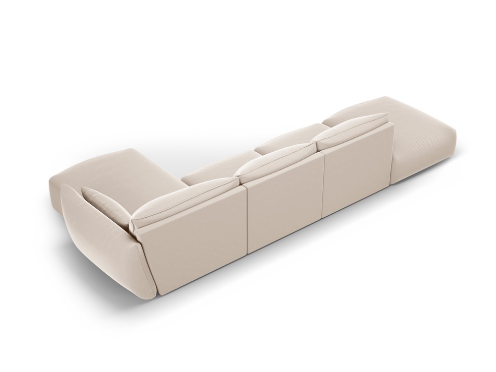 Cosmopolitan Design Ecksofa Matera 5-Sitzer offen Samt Salvador Beige Rechts