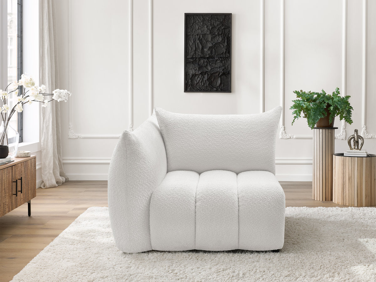 Bobochic Azra Sofamodul 1-Sitzer 117 × 112 cm Bouclé-Stoff Weiß Ecke links