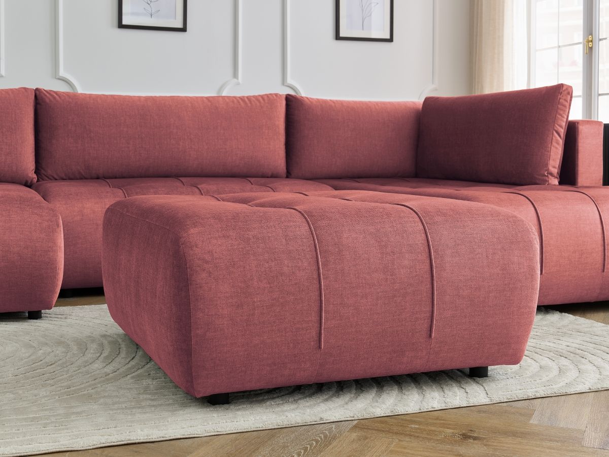 Bobochic Arsene Wohnlandschaft mit Pouf Samt Orange Ecke links