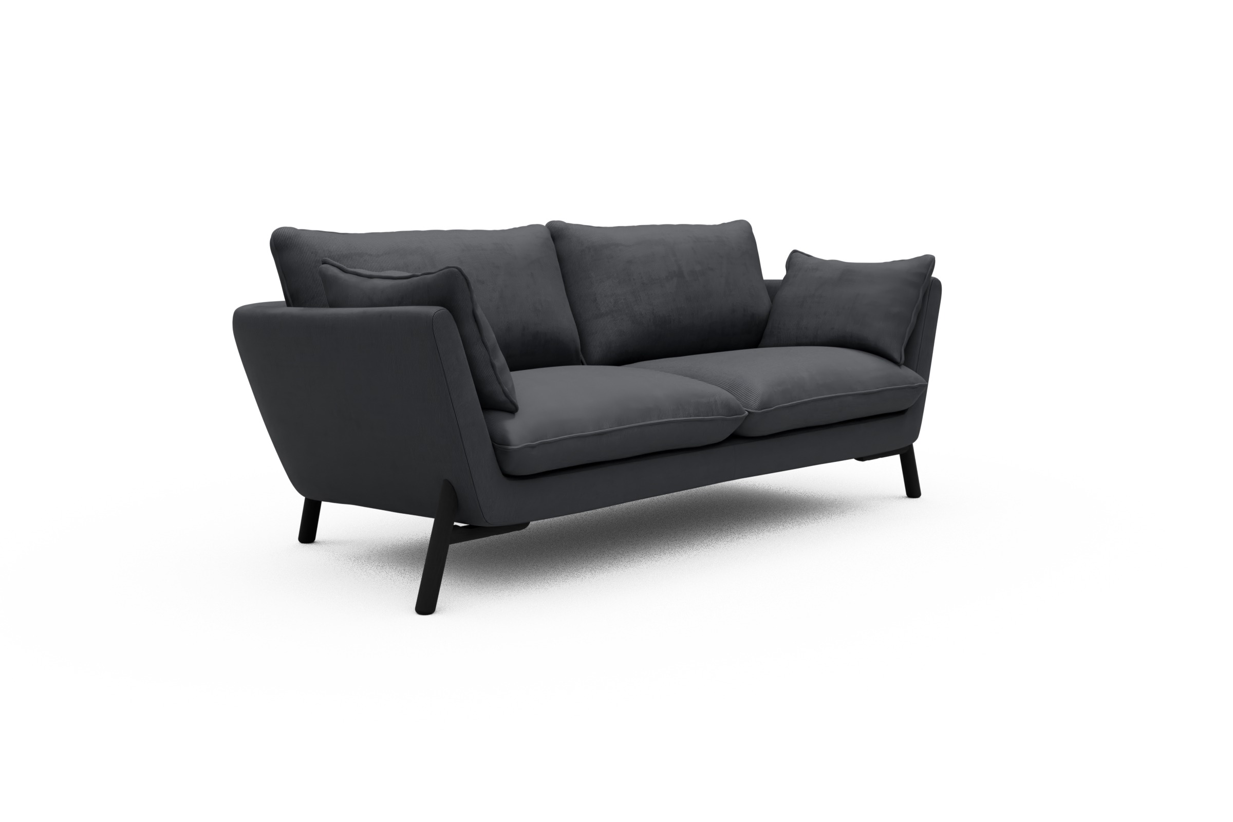 Sofa Emil 2-Sitzer Beinfarbe Eiche Schwarz Cordufine-Slate-Grey