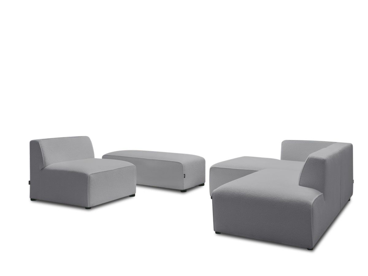 Bobochic Megeve Ecksofa mit Pouf Bouclé-Stoff Hellgrau Ecke links