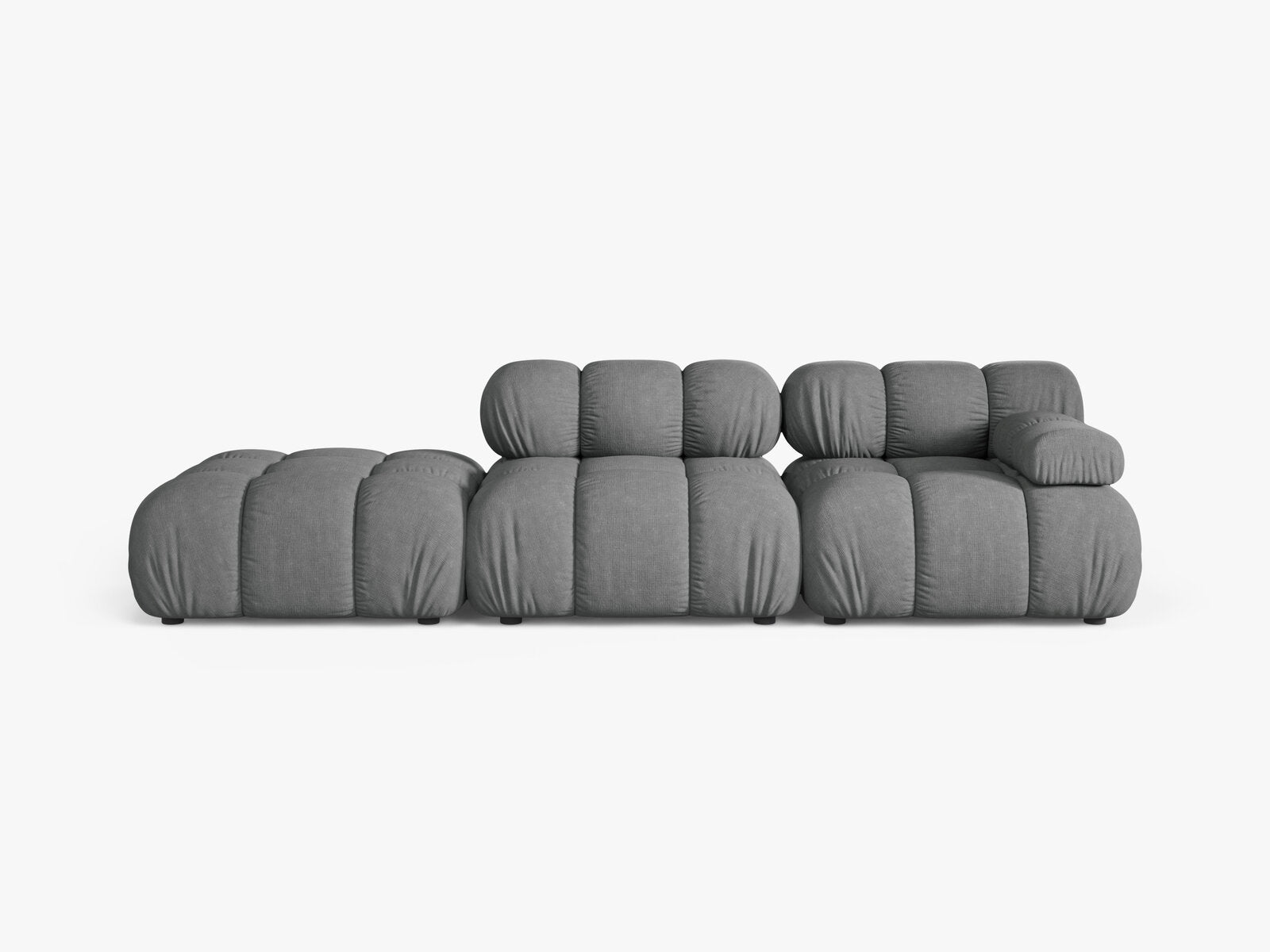Micadoni Modulares Sofa Bellis 4-Sitzer Links Strukturierter Stoff Liberty Grau