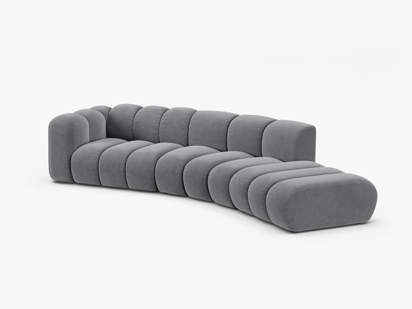 Micadoni Modulares Sofa Lupine 5-Sitzer Rechts Samt Salvador Grau