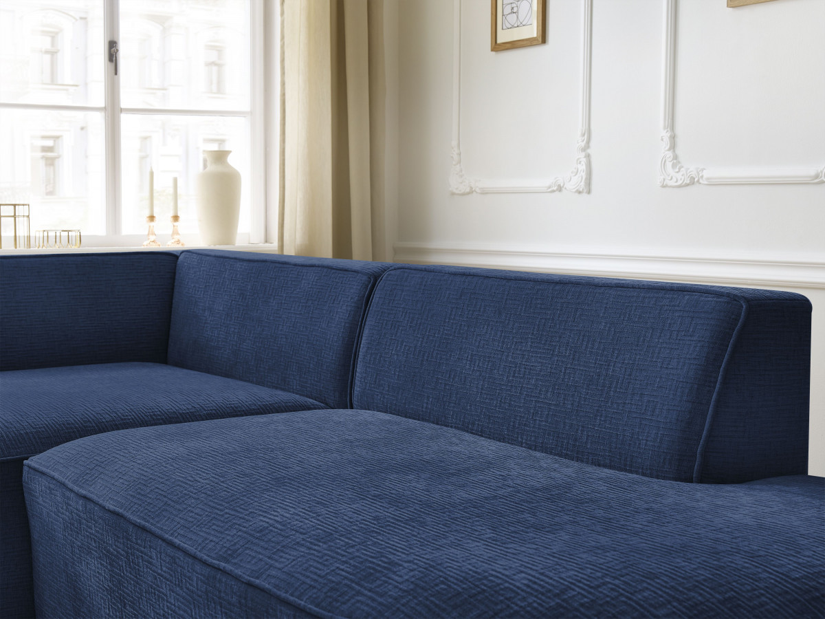 Bobochic Rousseau Ecksofa Strukturstoff Dunkelblau Ecke links