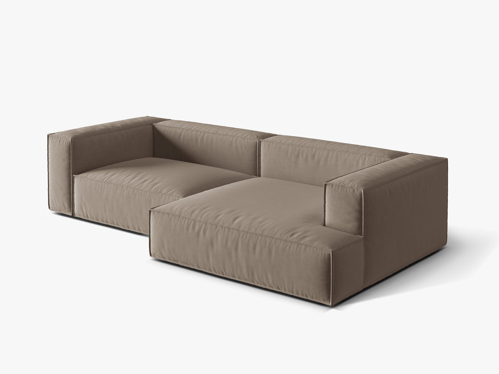 Micadoni Ecksofa Nuria 4-Sitzer Rechts Samt Warmes Grau