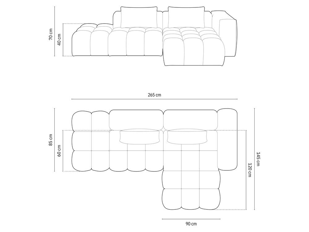 Cosmopolitan Design Ecksofa Verona 4-Sitzer offen Strukturierter Stoff Sorella Warmes Grau Rechts