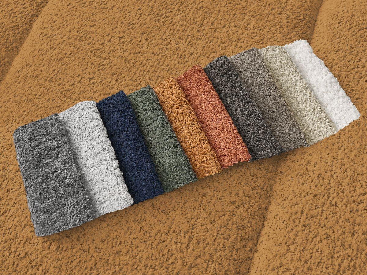 Bobochic Pamira Ecksofa mit Pouf Bouclé-Stoff Gelb Ecke links