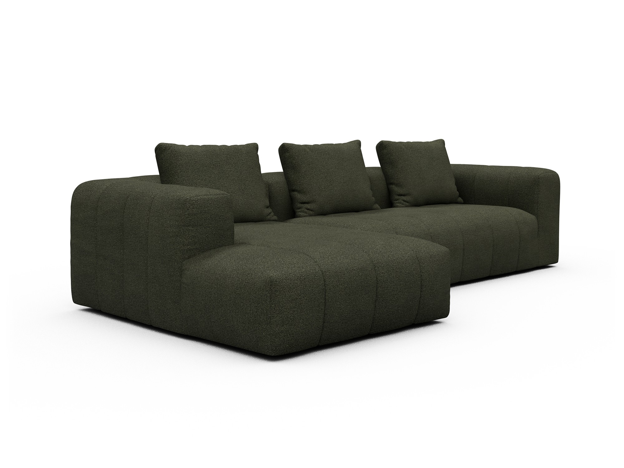 Hugo 2,5-Sitzer Armlehne rechts mit Chaiselongue Boucle-Forest-Green moebelfaktor