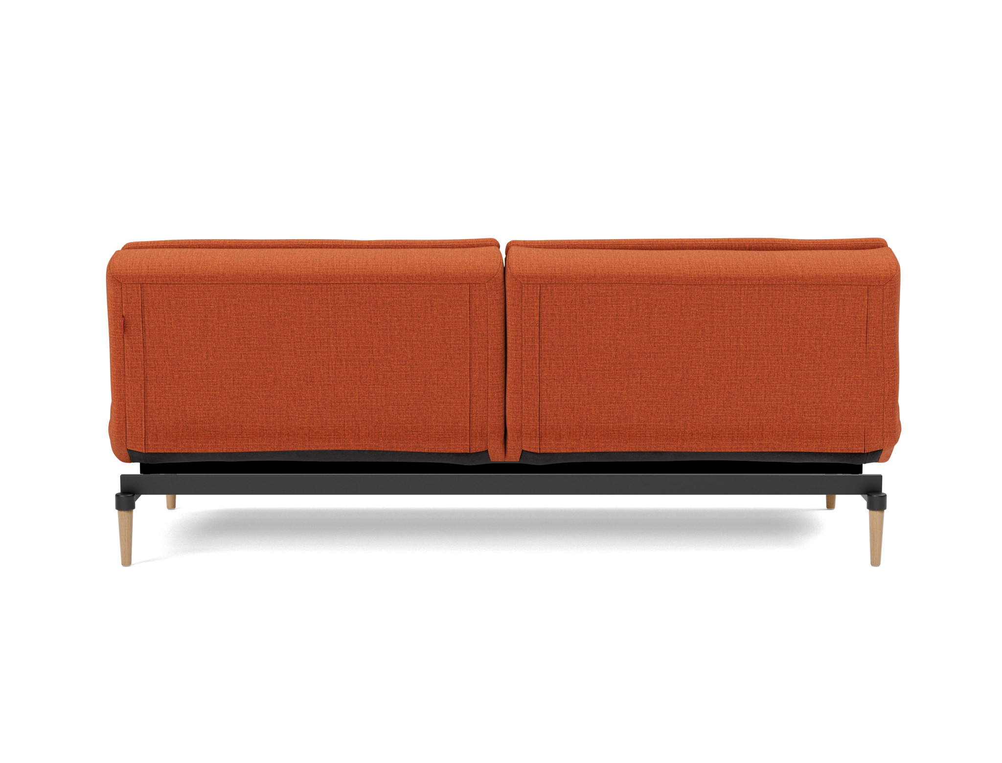 Schlafsofa Dublexo Chenille Esina 412-Rust-Orange Beine Styletto Eiche hell