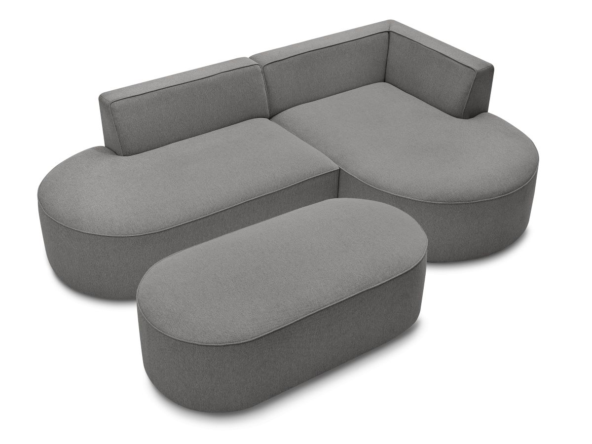Bobochic Rousseau Ecksofa mit Pouf Melange-Stoff Dunkelgrau Ecke rechts