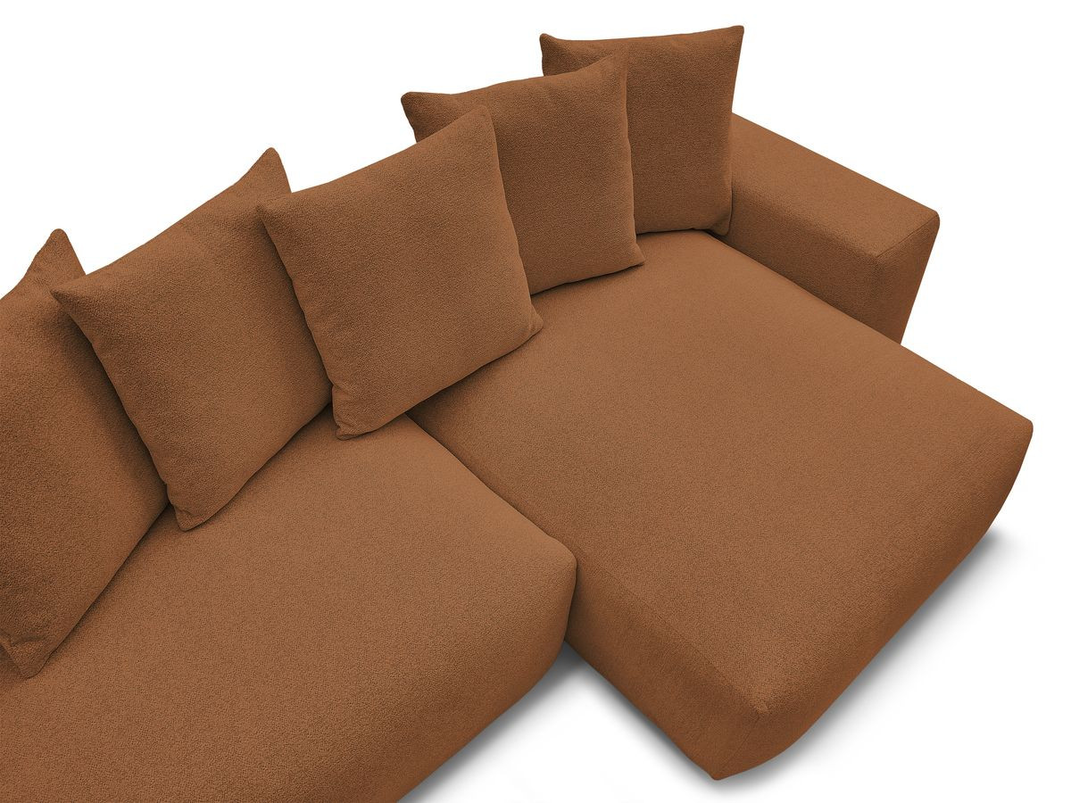 Bobochic Voltaire Ecksofa mit Schlaffunktion und Bettkasten und Pouf Melange-Stoff Orange